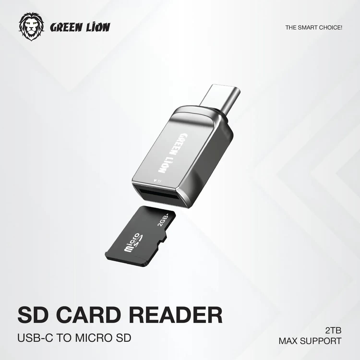 Green Lion SD Card Reader - USB-C, Silver 2