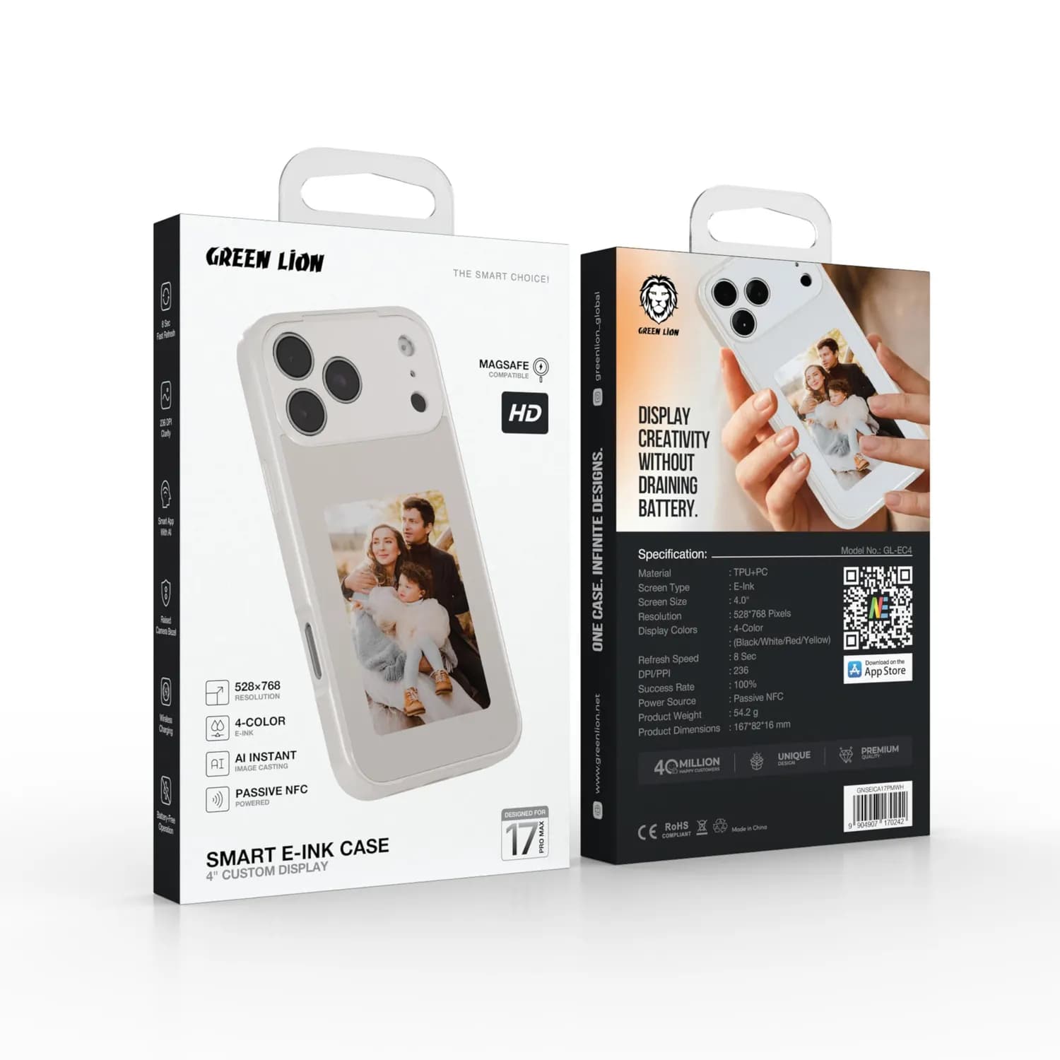 Green Lion E-Ink Case 17 Pro - 4-Color 4.0 Inch Display, White 5