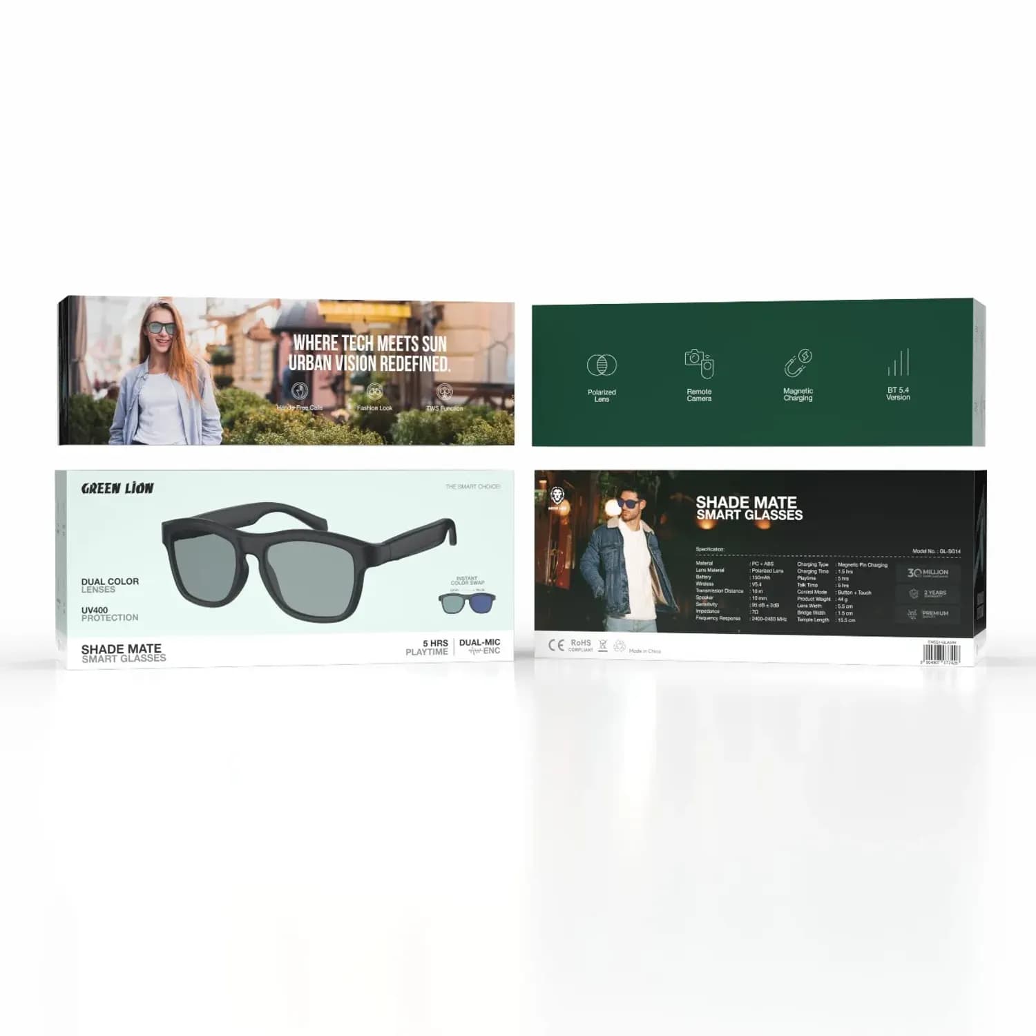 Green Lion Smart Glasses Shade Mate - Black 5