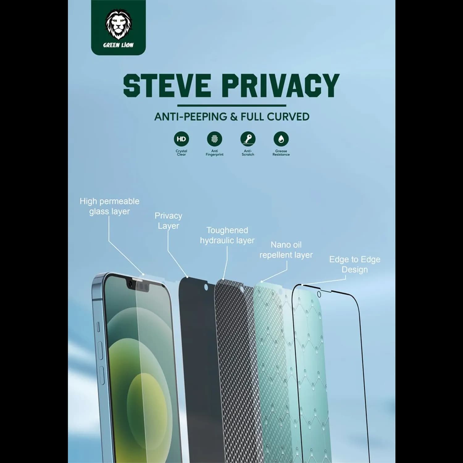 Green Lion Screen Protector iPhone 11 - 9H Privacy Anti-Peeping Glass 5