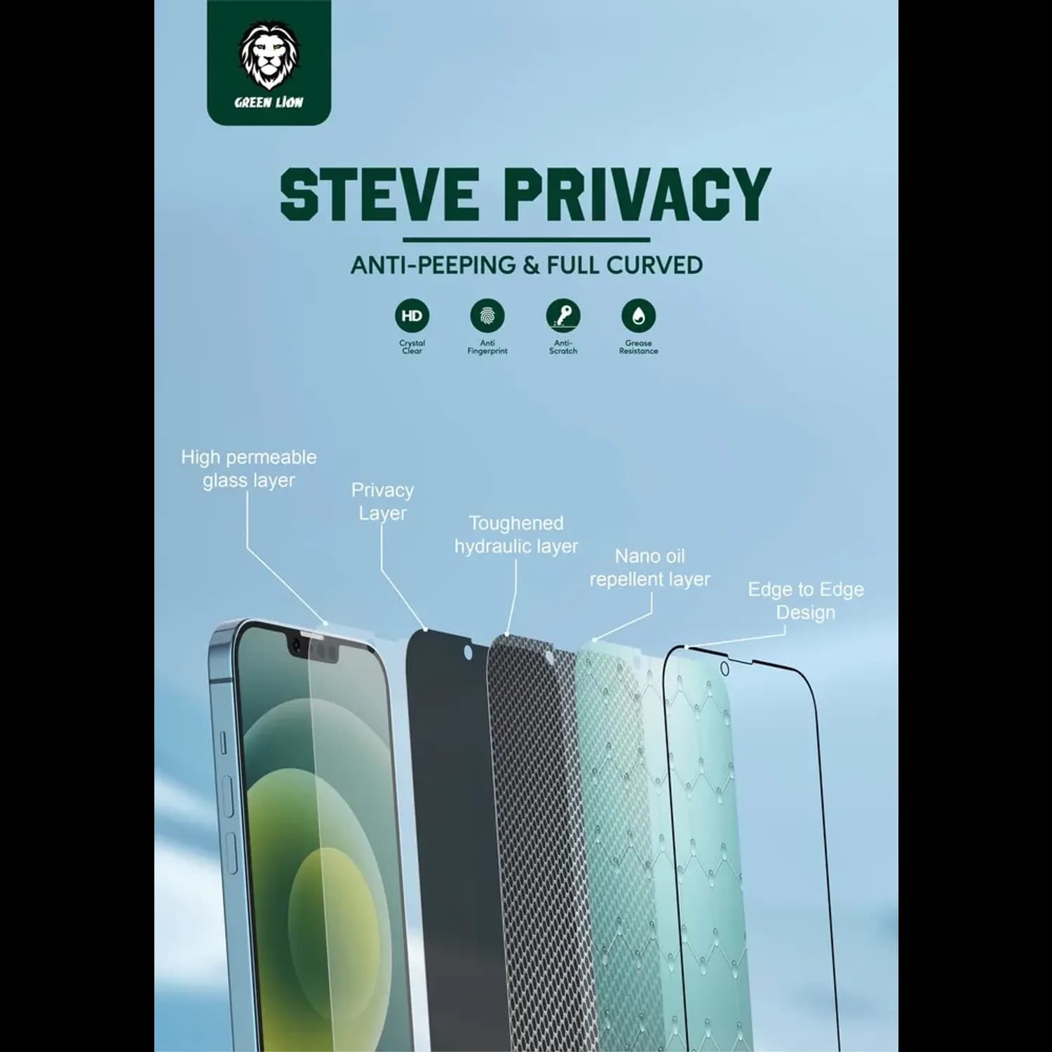 Green Lion Screen Protector iPhone 11 Pro Max - 9H Privacy Glass 3