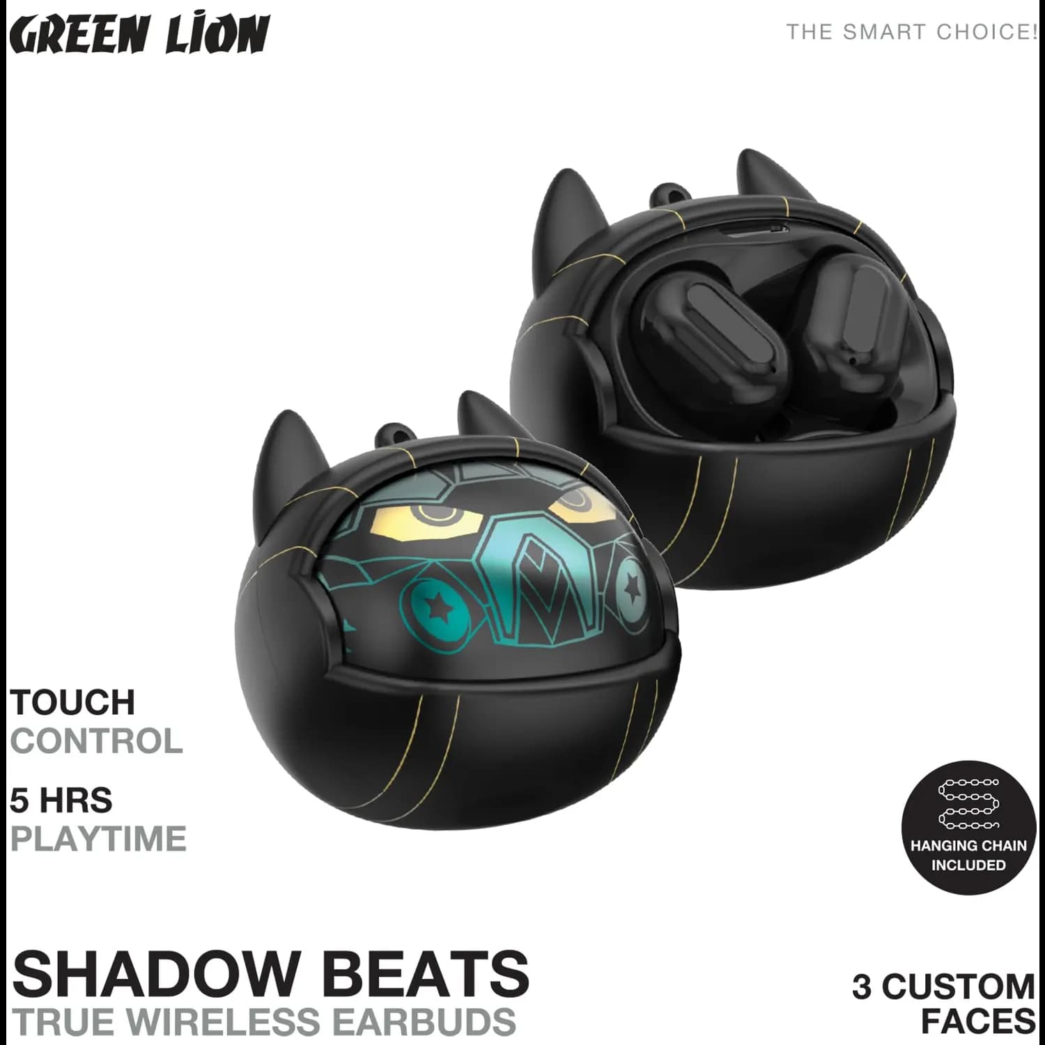 Green Lion Earbuds Shadow Beats - True Wireless, Black 5