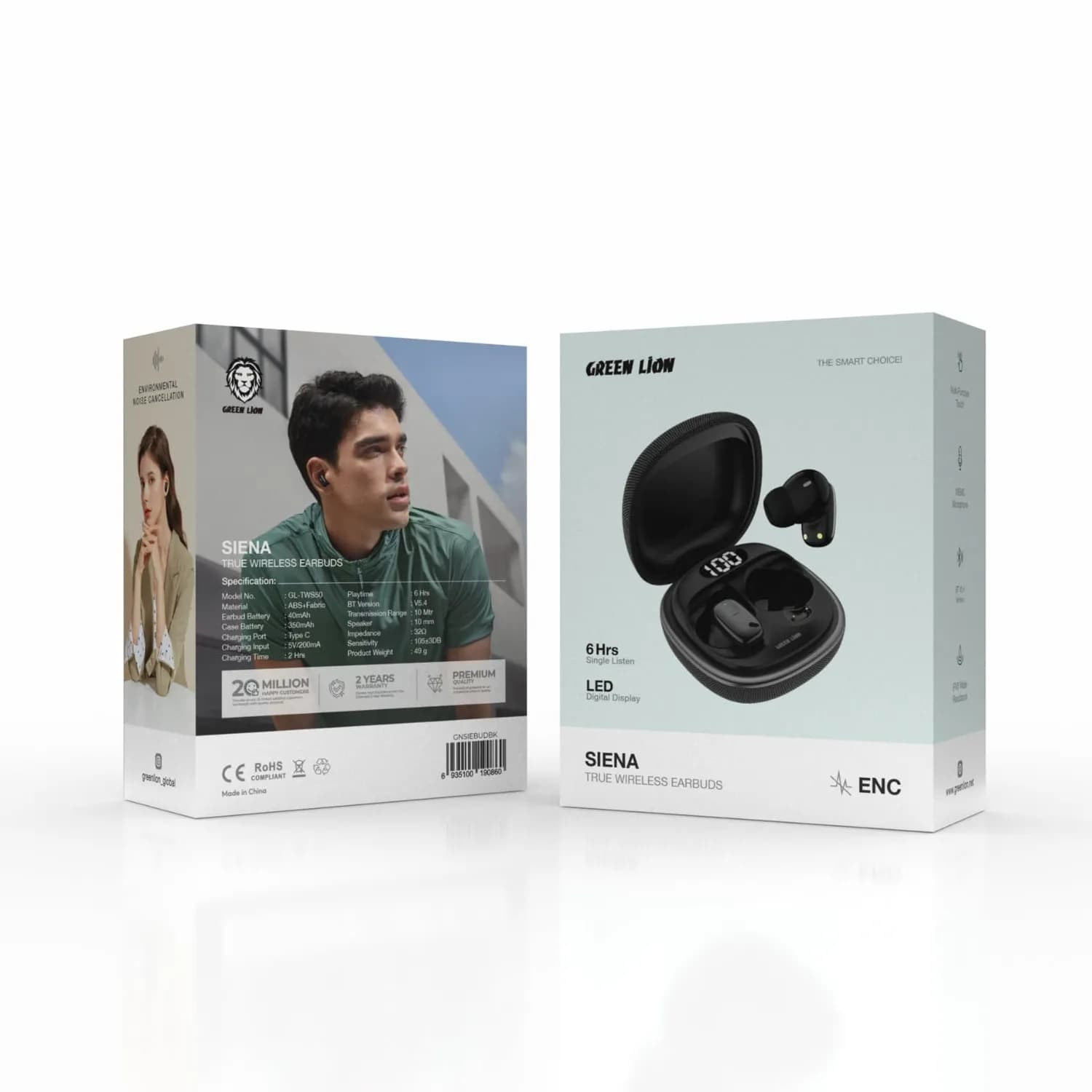 Green Lion True Wireless Earbuds Siena - Touch Control, Black 4