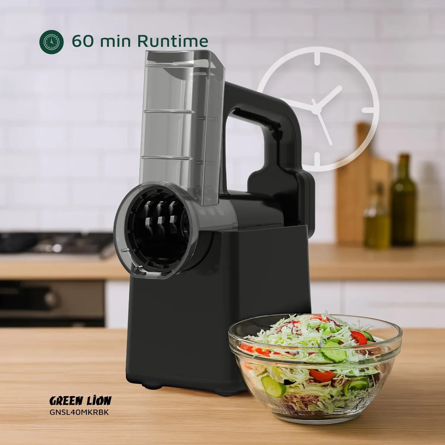 Green Lion Electric Salad Maker - Rechargeable, 3 Graters, Black 4