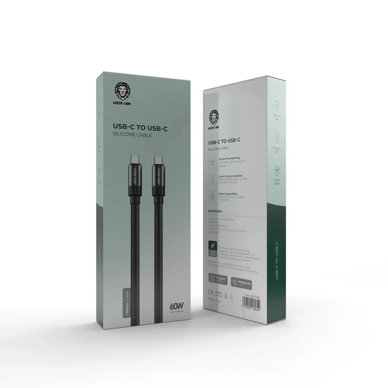 Green Lion Silicone Cable - 27W Fast Charging, Black 2