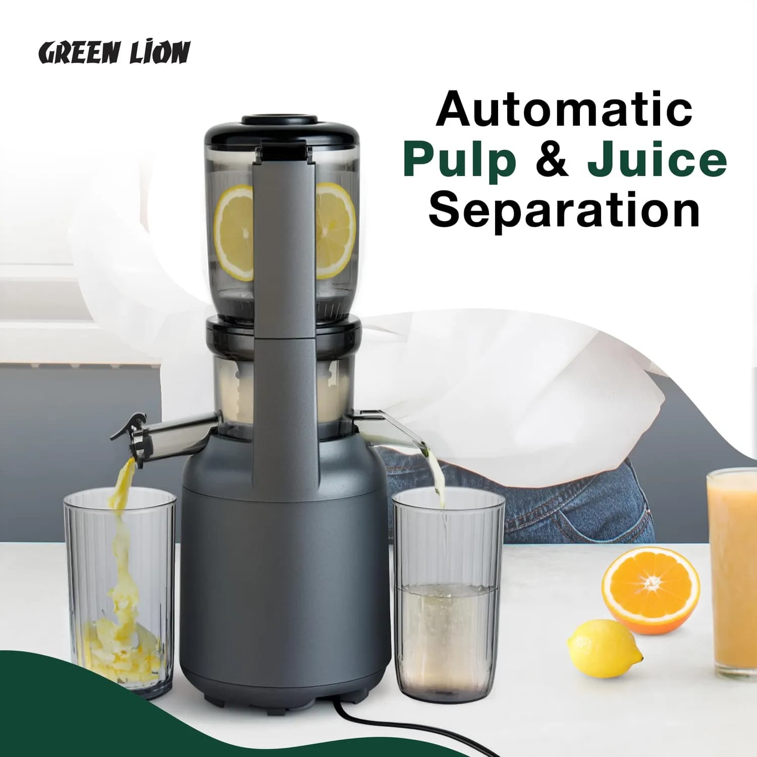 Green Lion Slow Juicer - 250W Copper Motor, Black 3