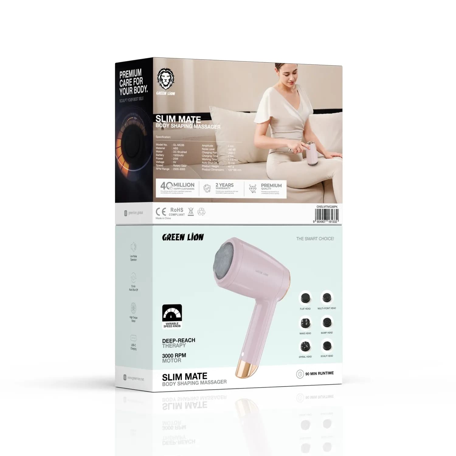 Green Lion Body Shaping Massager Slim Mate - Pink — Black 4