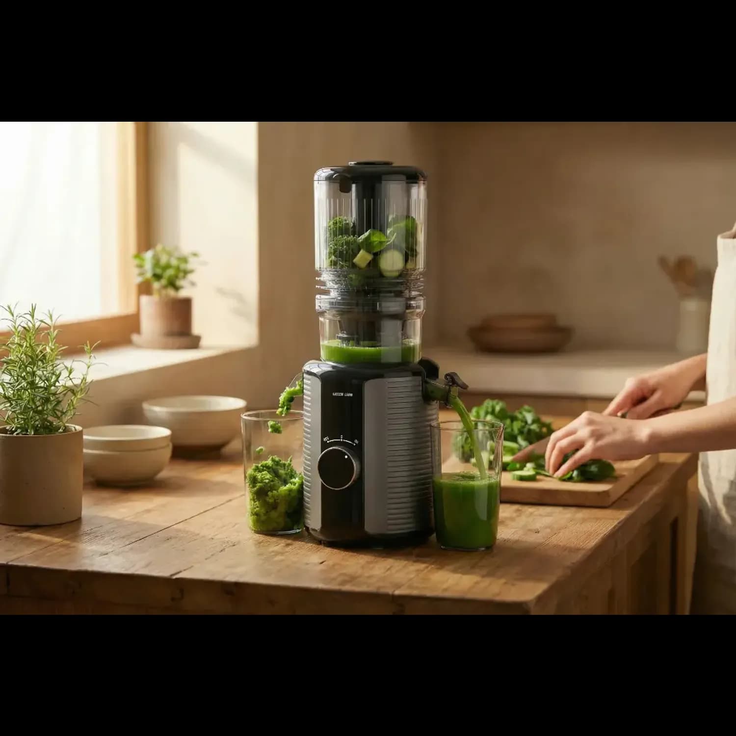 Green Lion Cold Press Juicer SLOW JUICER PRO - 1.2L, Black 2