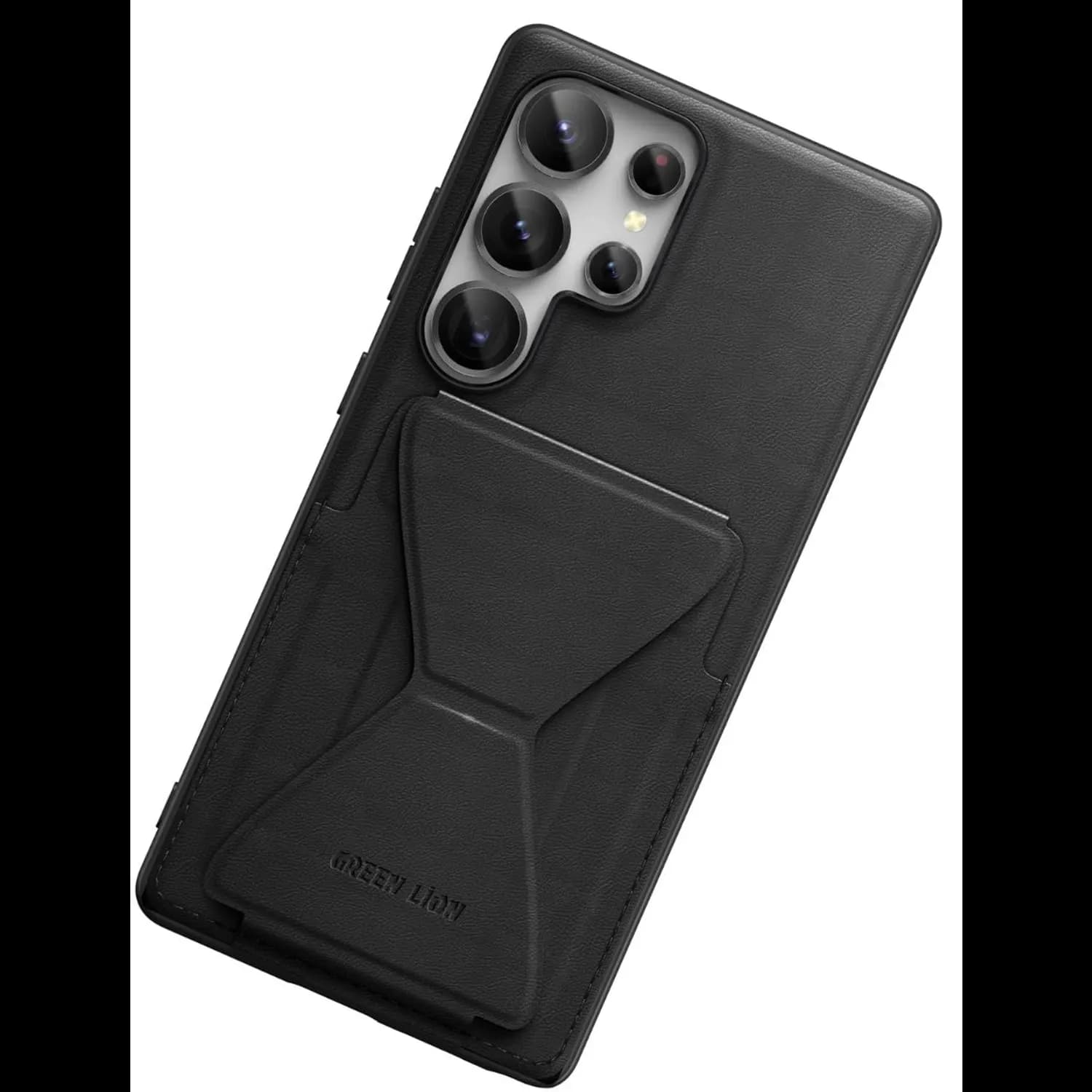 Green Lion Leather Case S25 Ultra - Stand, Shockproof, Black 3