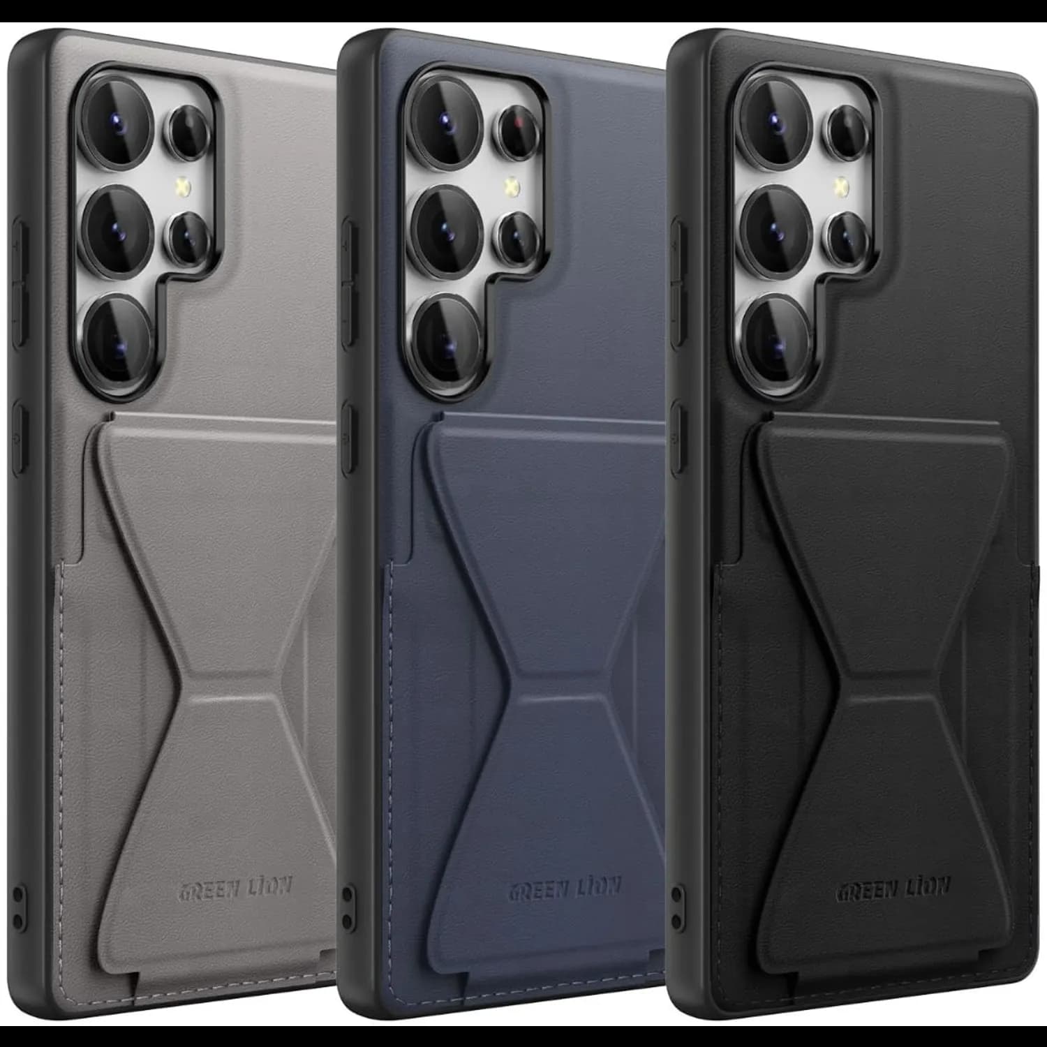Green Lion Leather Case S25 Ultra - Stand, Shockproof, Black 4