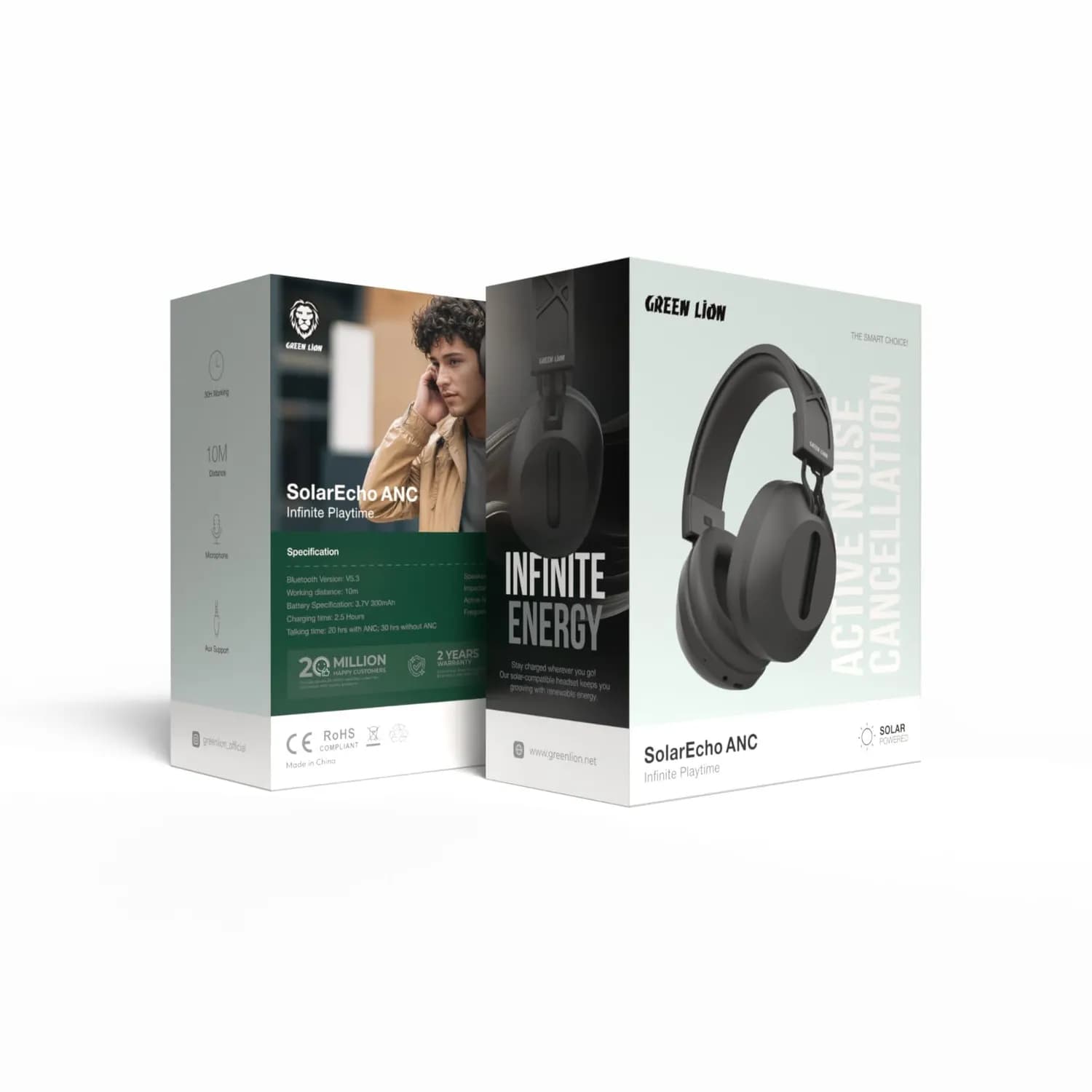 Green Lion Headphones SolarEcho ANC - Solar Powered, Black 4