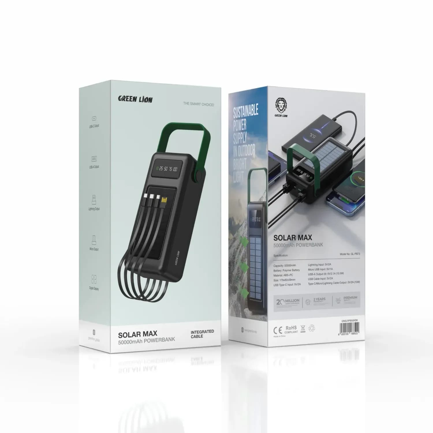 Green Lion Solar Max 50000mAh Power Bank - Black 5