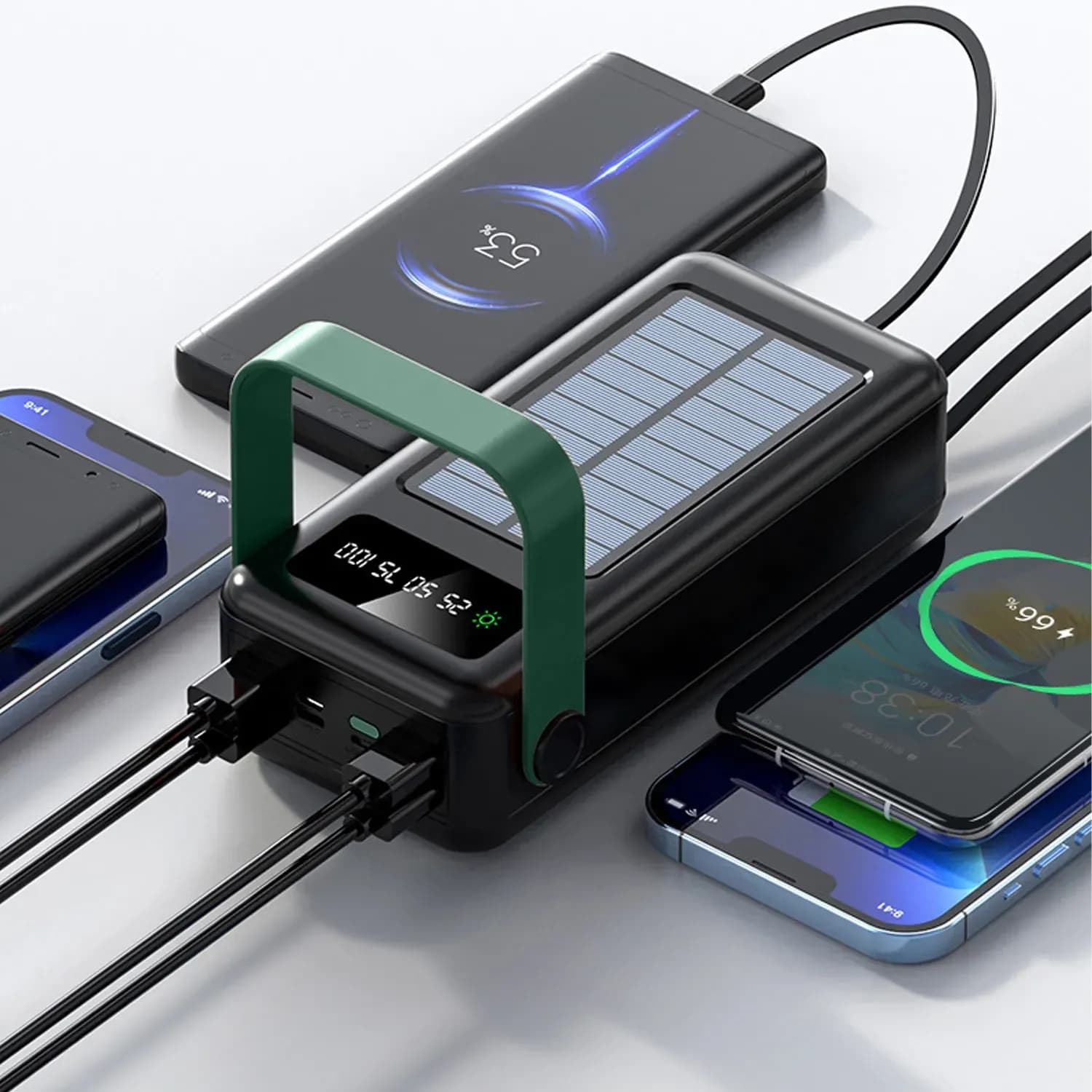 Green Lion Power Bank Solar Max 80000mAh - Solar Charging, Black 2