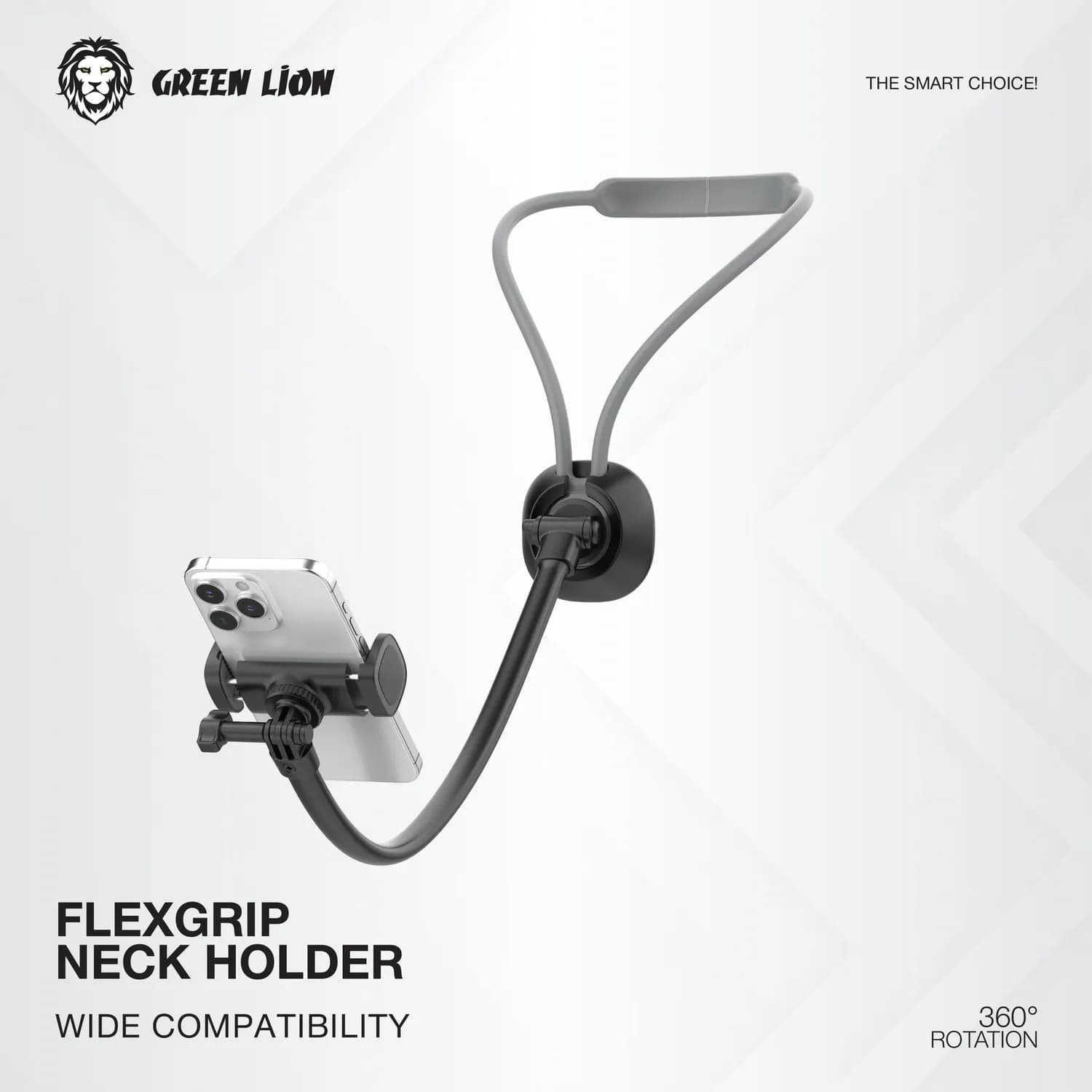 Green Lion Neck Phone Holder - Flexible, Black 3