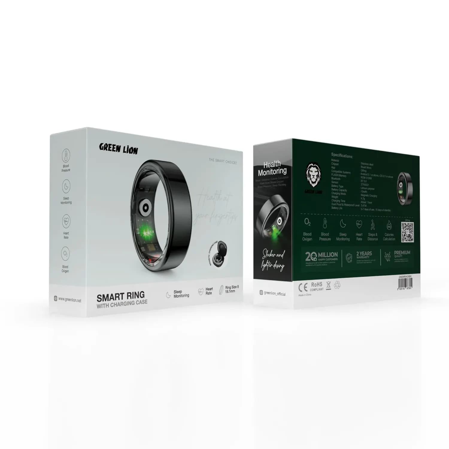 Green Lion Smart Ring - Health Monitor, Black 4