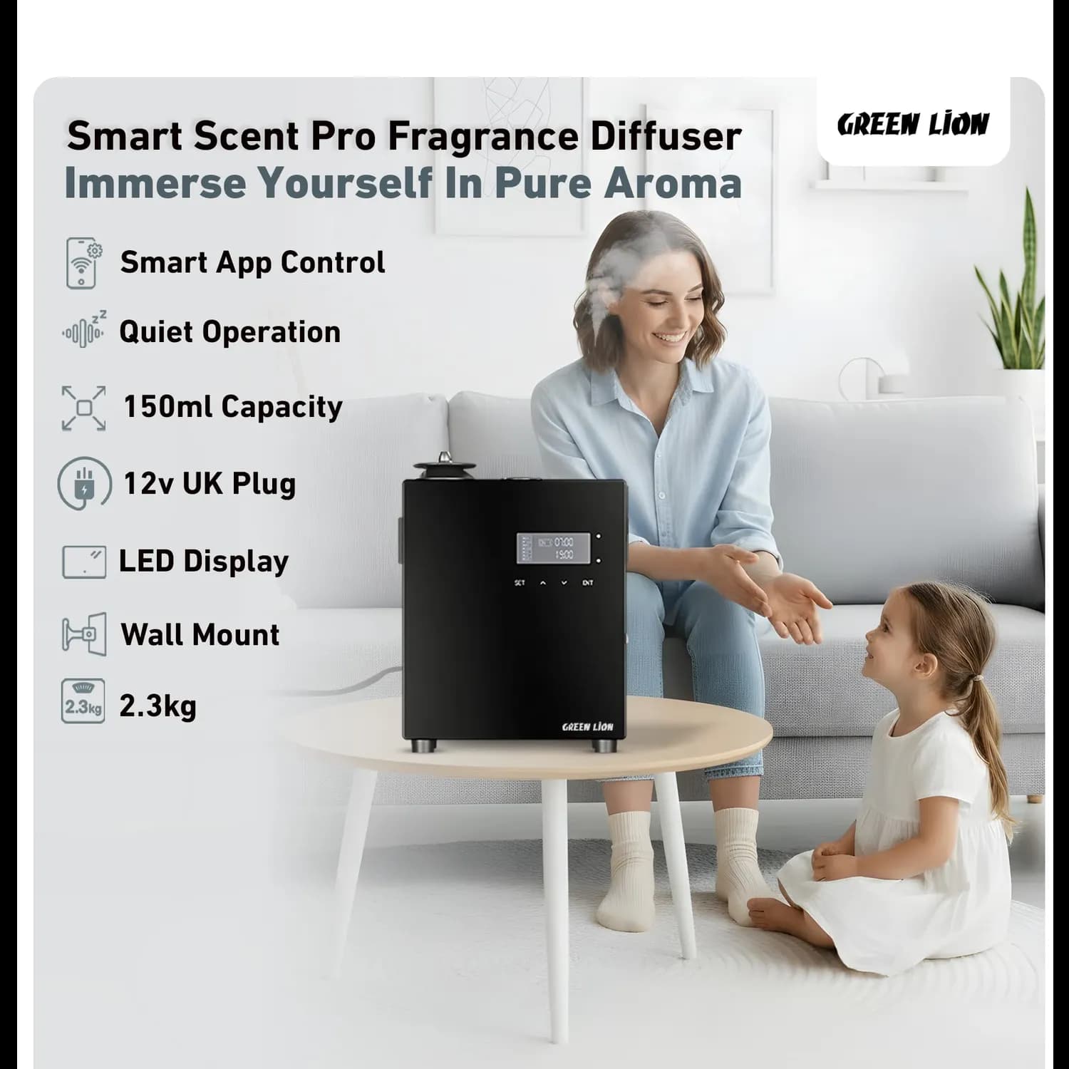 Green Lion Smart Scent Pro Diffuser - 150ml, App Controlled, Black 2