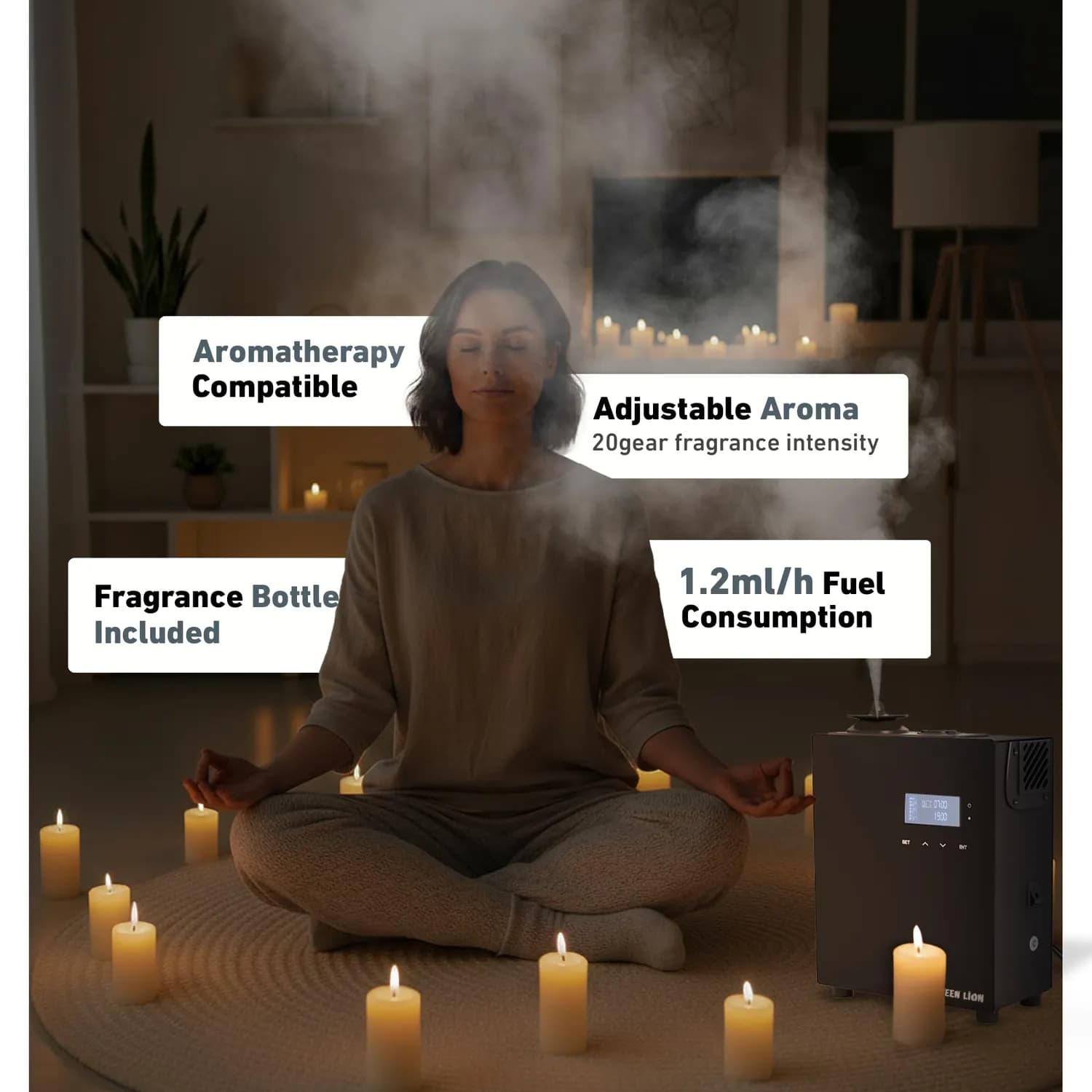 Green Lion Smart Scent Pro Diffuser - 150ml, App Controlled, Black 4