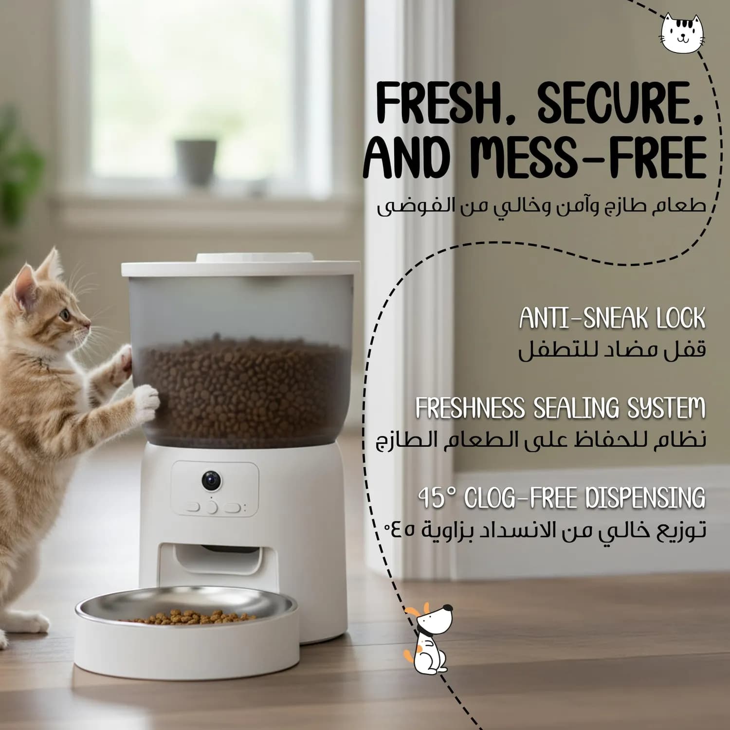 Green Lion Smart Pet Feeder - WiFi, 3L Tank, HD Camera 4