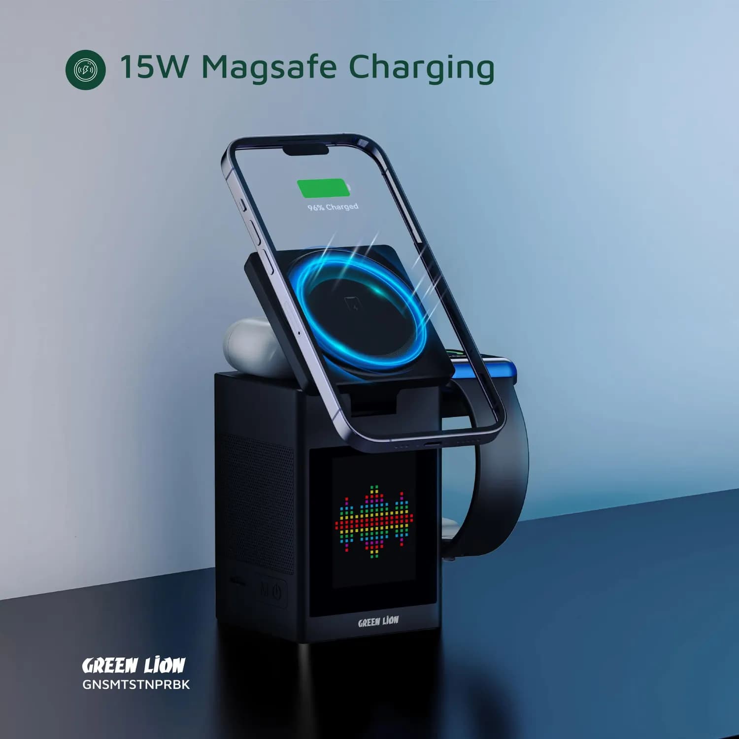 Green Lion Smart Wireless Charger - 15W All-in-1, Black 2