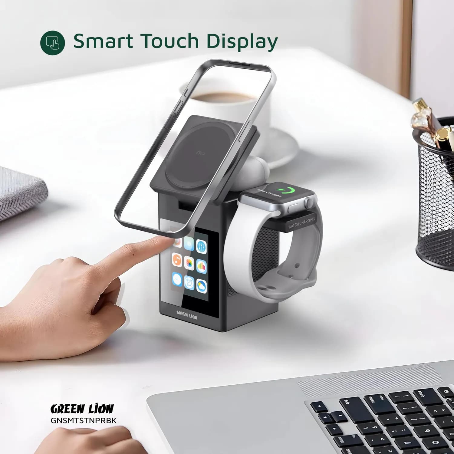 Green Lion Smart Wireless Charger - 15W All-in-1, Black 3