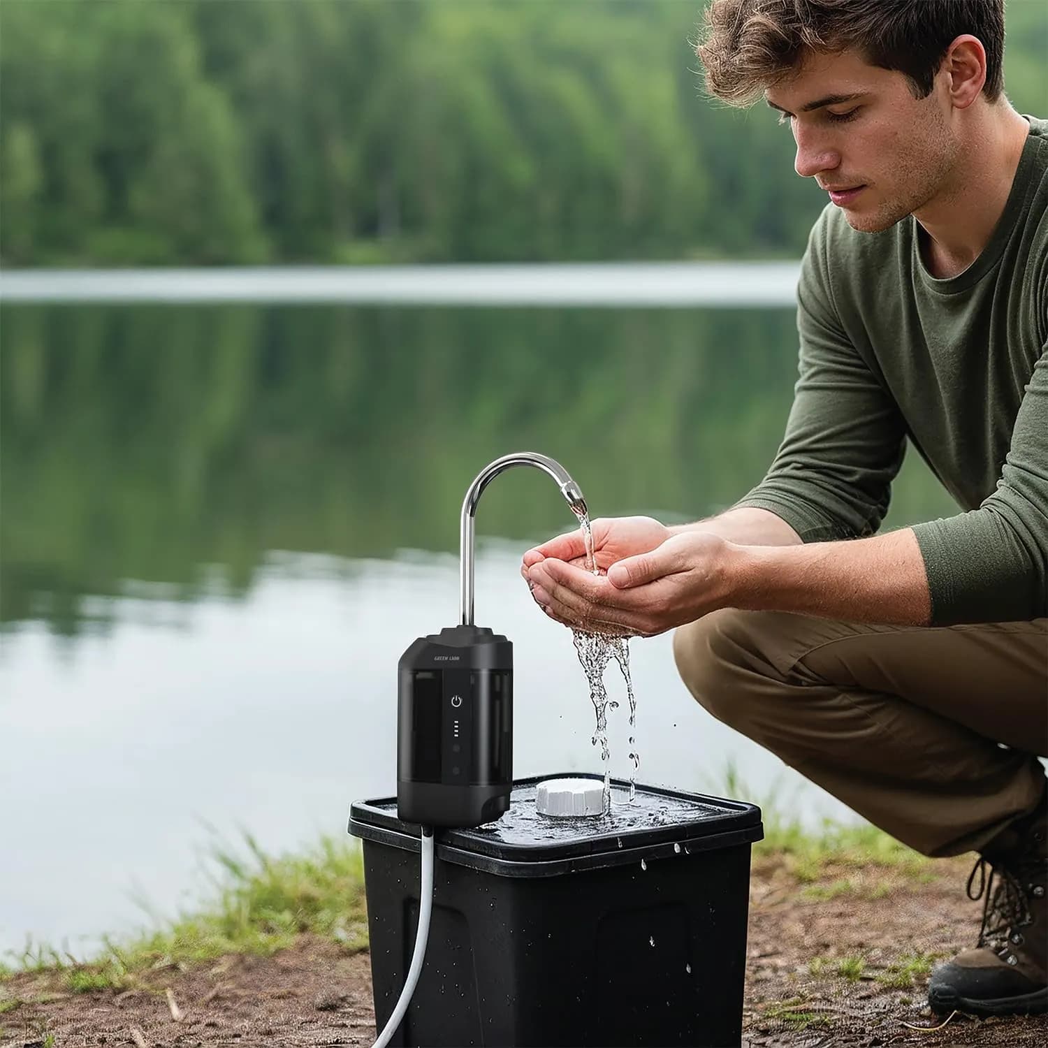 Green Lion Smart Water Pump - Oxygenation, Touch-Free, Black 2