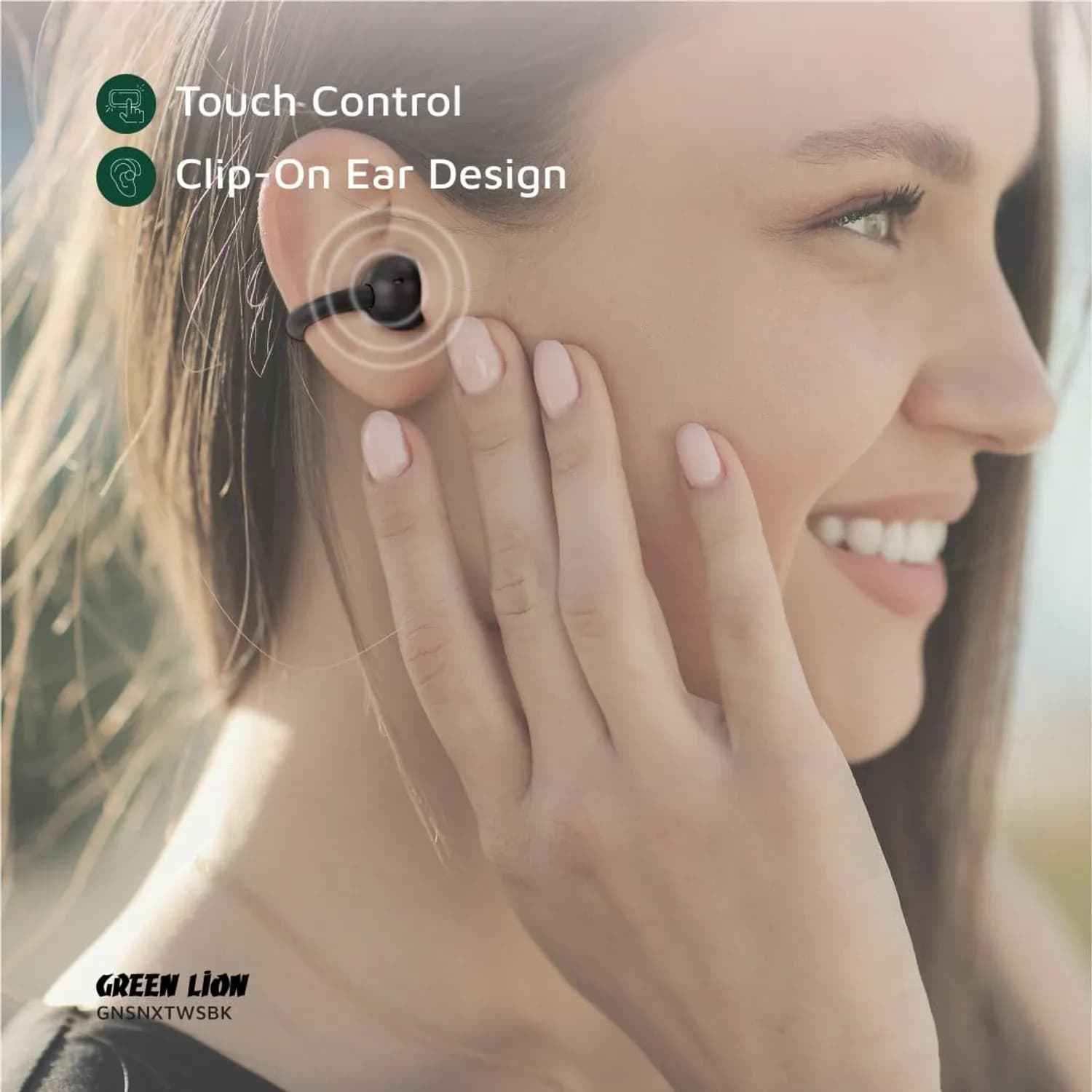Green Lion Clip-On Earbuds Sonix GNSNXTWS - Bluetooth 5.3, Black 2