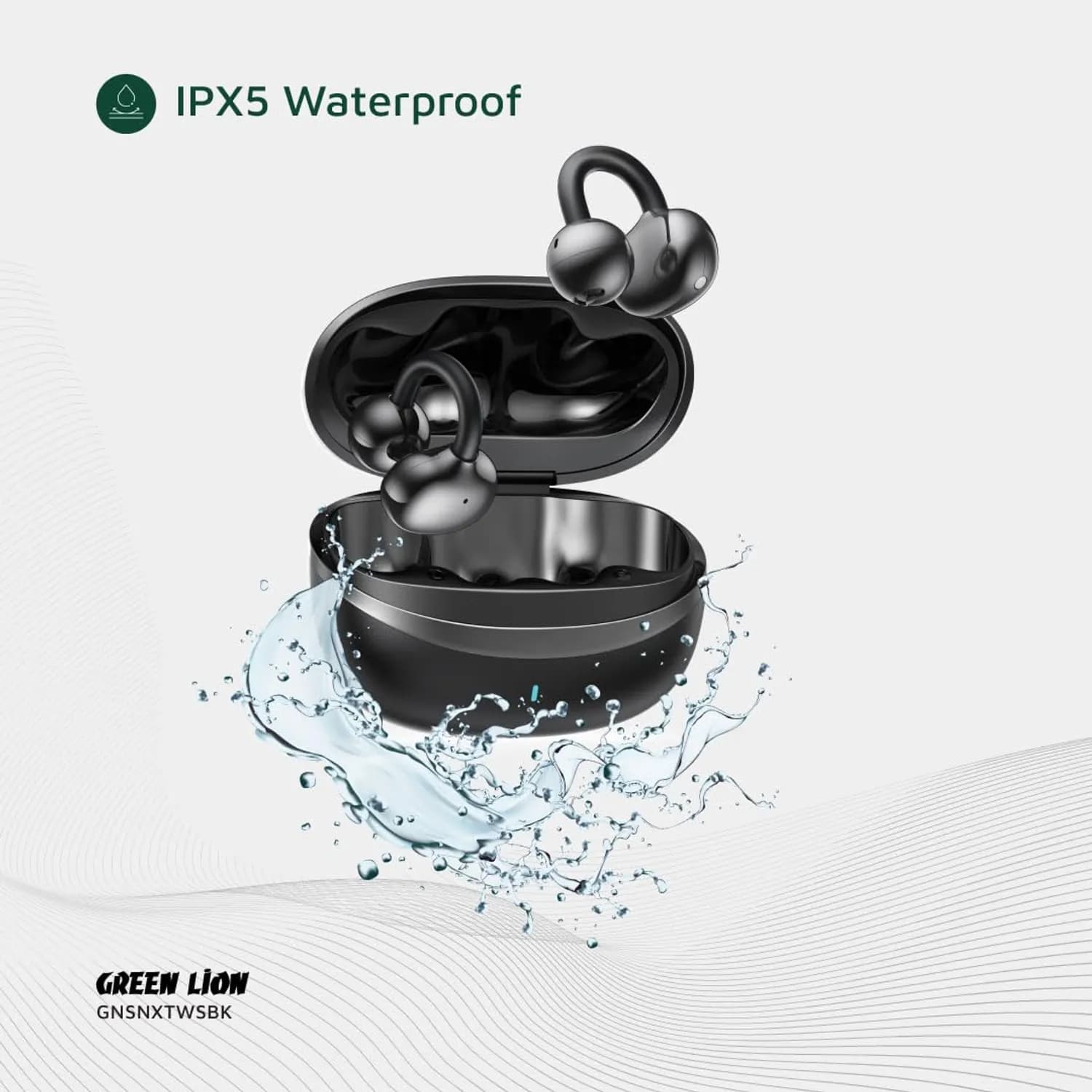 Green Lion Clip-On Earbuds Sonix GNSNXTWS - Bluetooth 5.3, Black 3