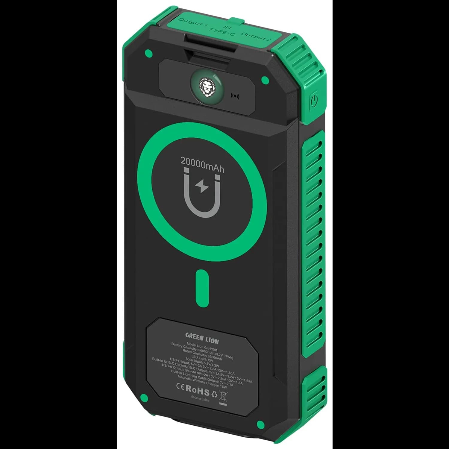 Green Lion Power Bank Solar Flex 20000mAh - PD 20W, Black 4