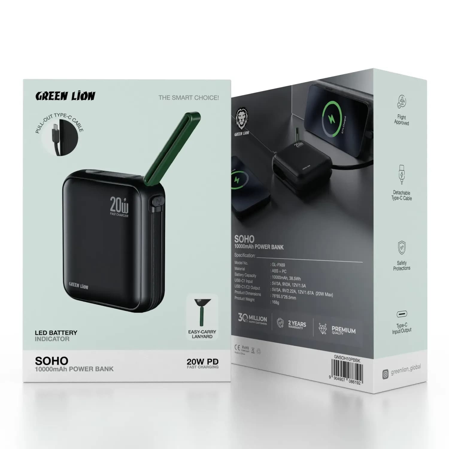 GREEN LION Power Bank SOHO - 10000mAh 20W PD, Black 5