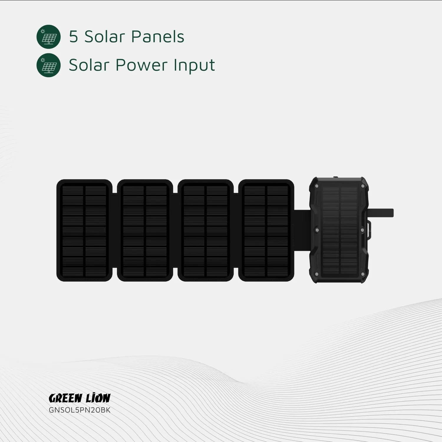 Green Lion Power Bank - 20000mAh Solar, Waterproof, Black 5