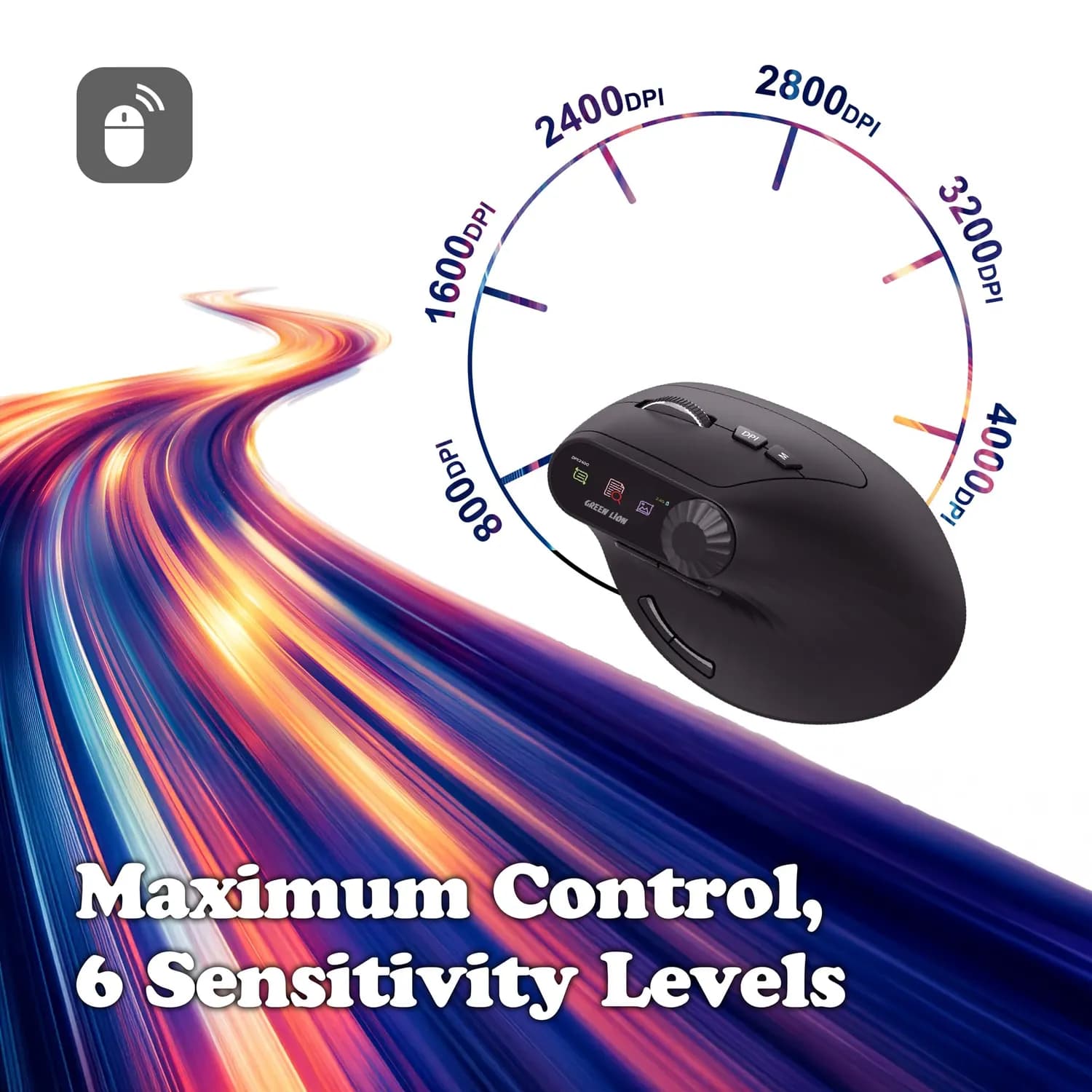 Green Lion Vertical Mouse - OLED Display, Bluetooth, Black 4