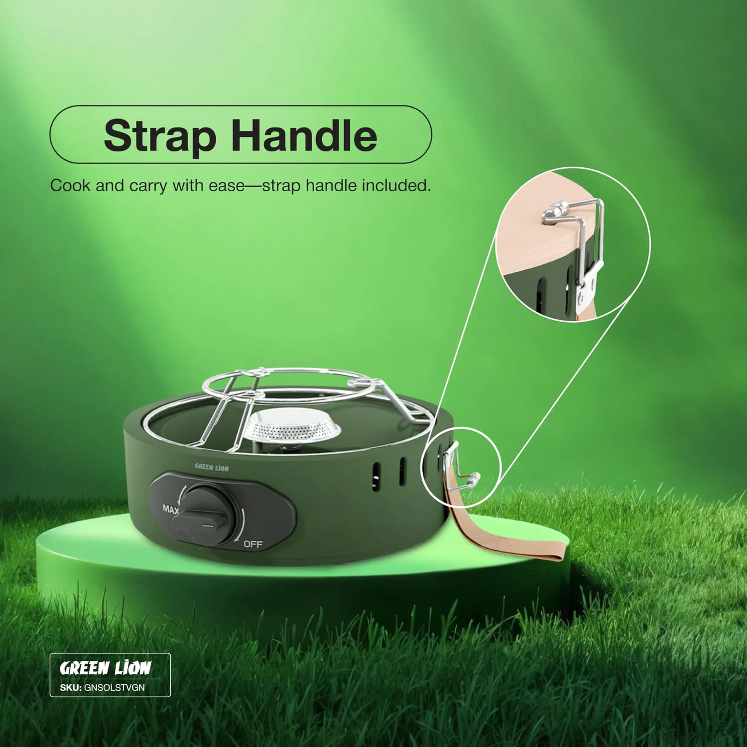 Green Lion Camping Stove - 8000W Butane, Portable, Green 5