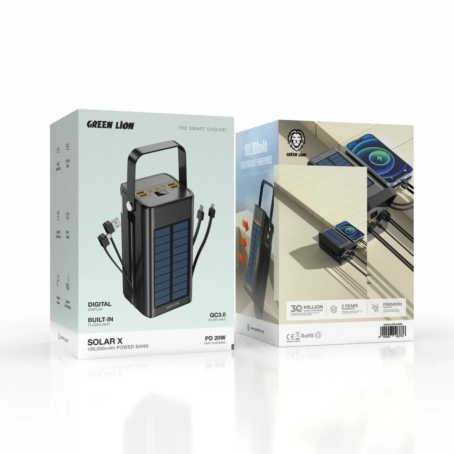 Green Lion Power Bank Solar X 100000mAh PD 20W - Black 3