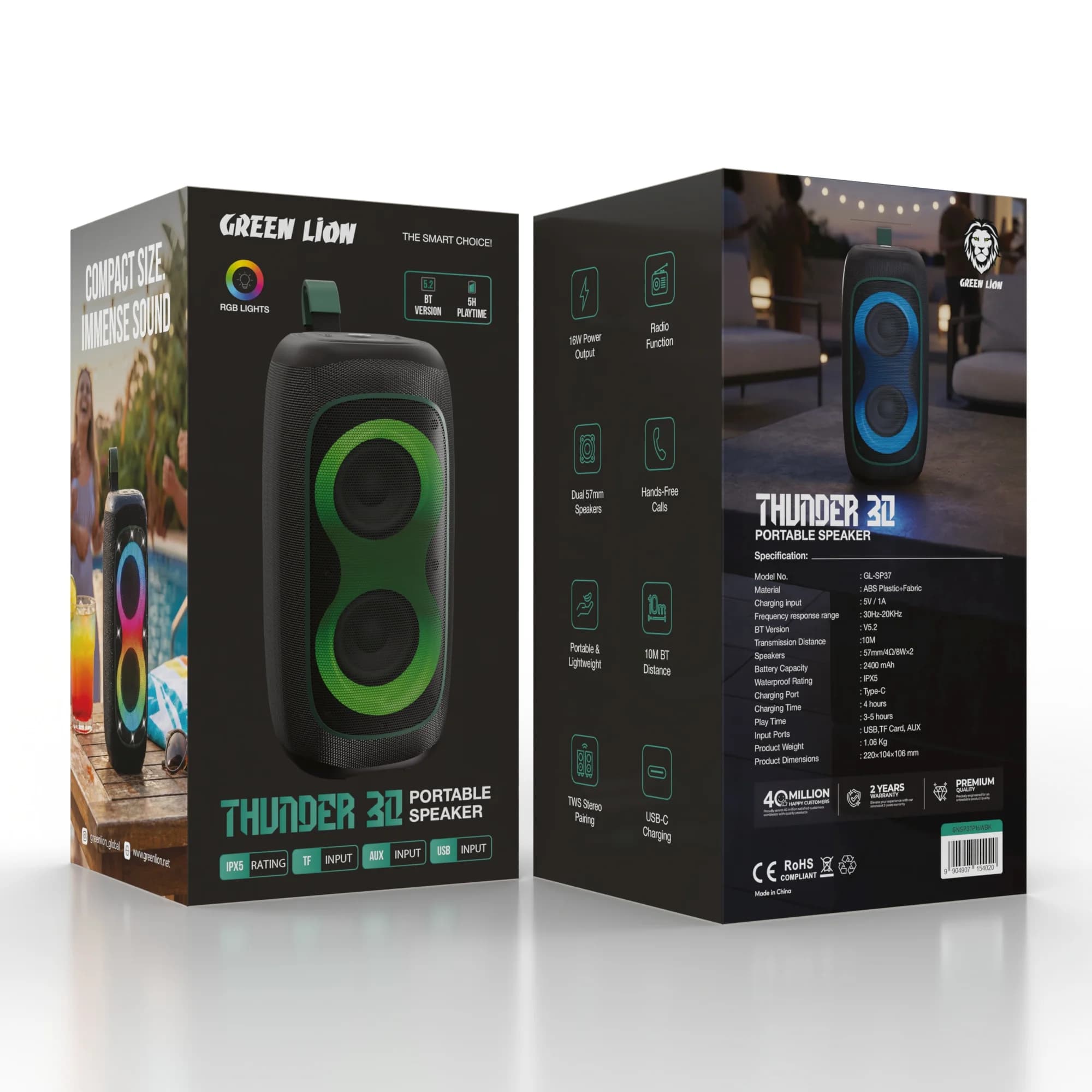 Green Lion Portable Speaker THUNDER 30 - Black 1