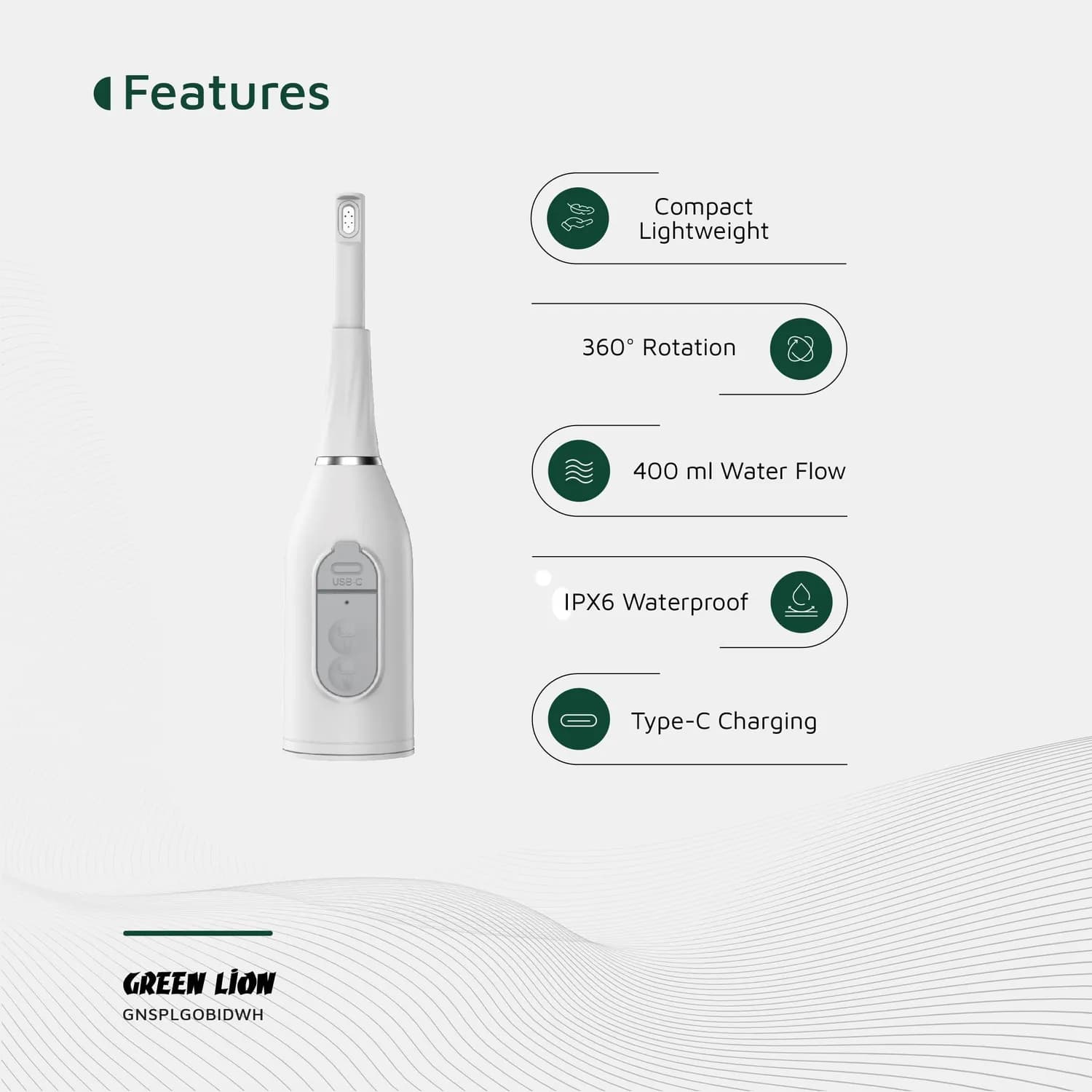 Green Lion Portable Electric Bidet Splash Go - 2 Modes, White 3