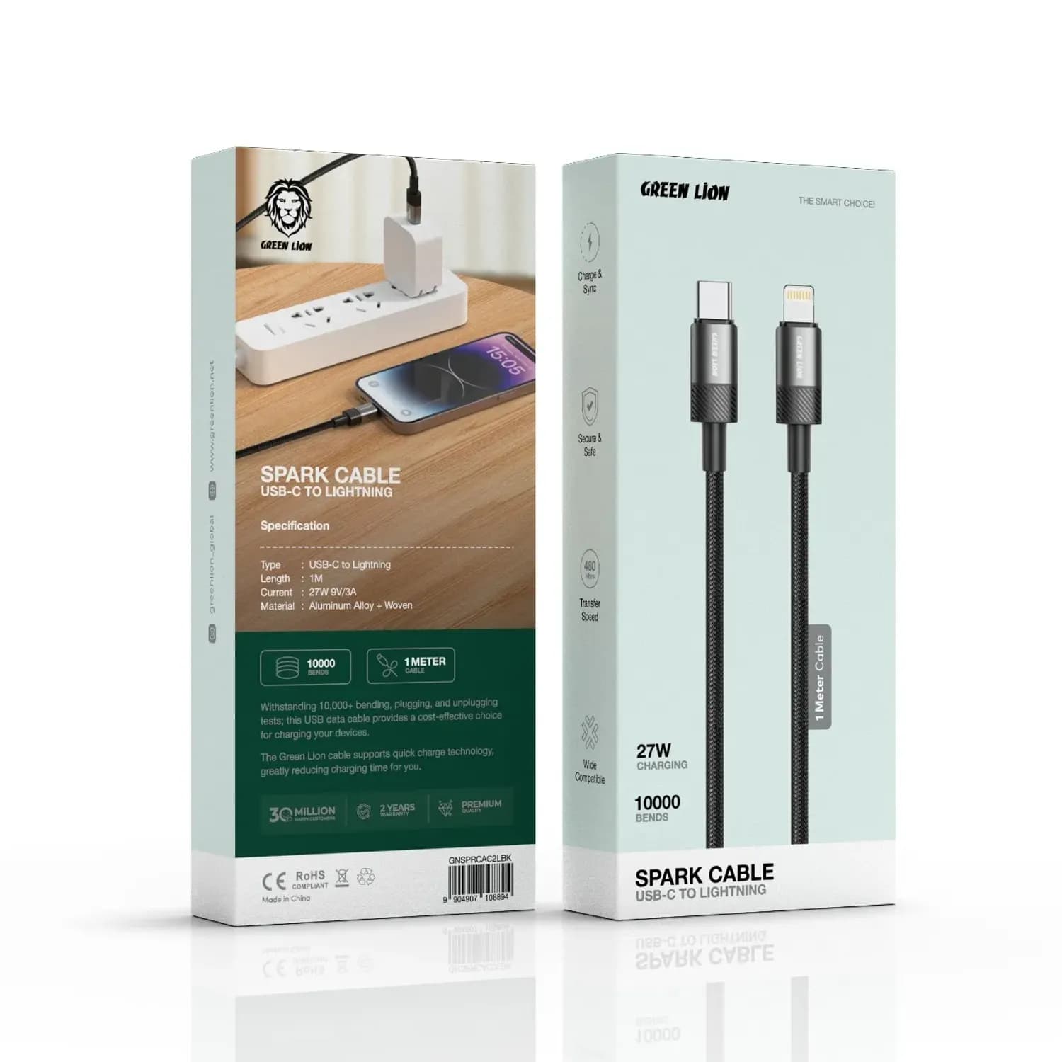 Green Lion USB-C to Lightning Cable Spark - 27W Fast Charge, 1m 3