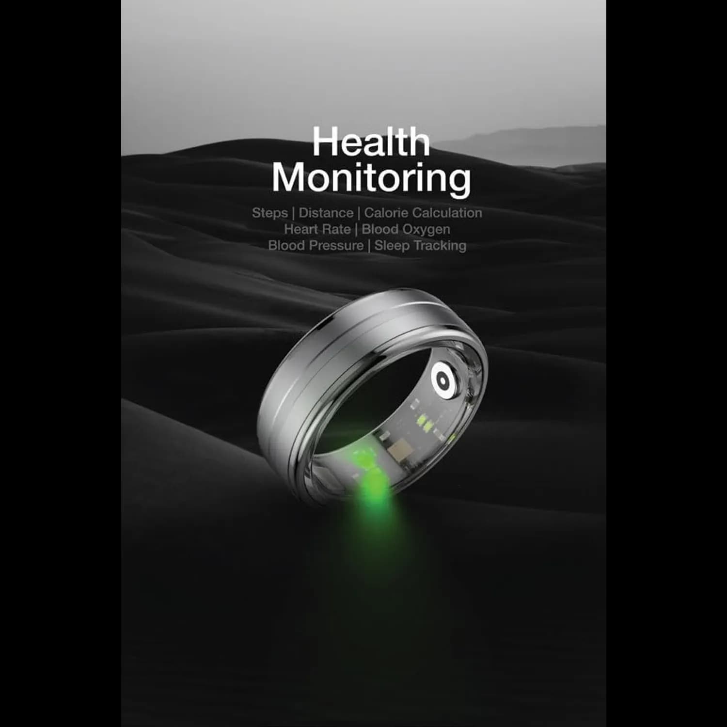 Green Lion Health Tracker Ring - Waterproof, Bluetooth V5.0, Size 9 2