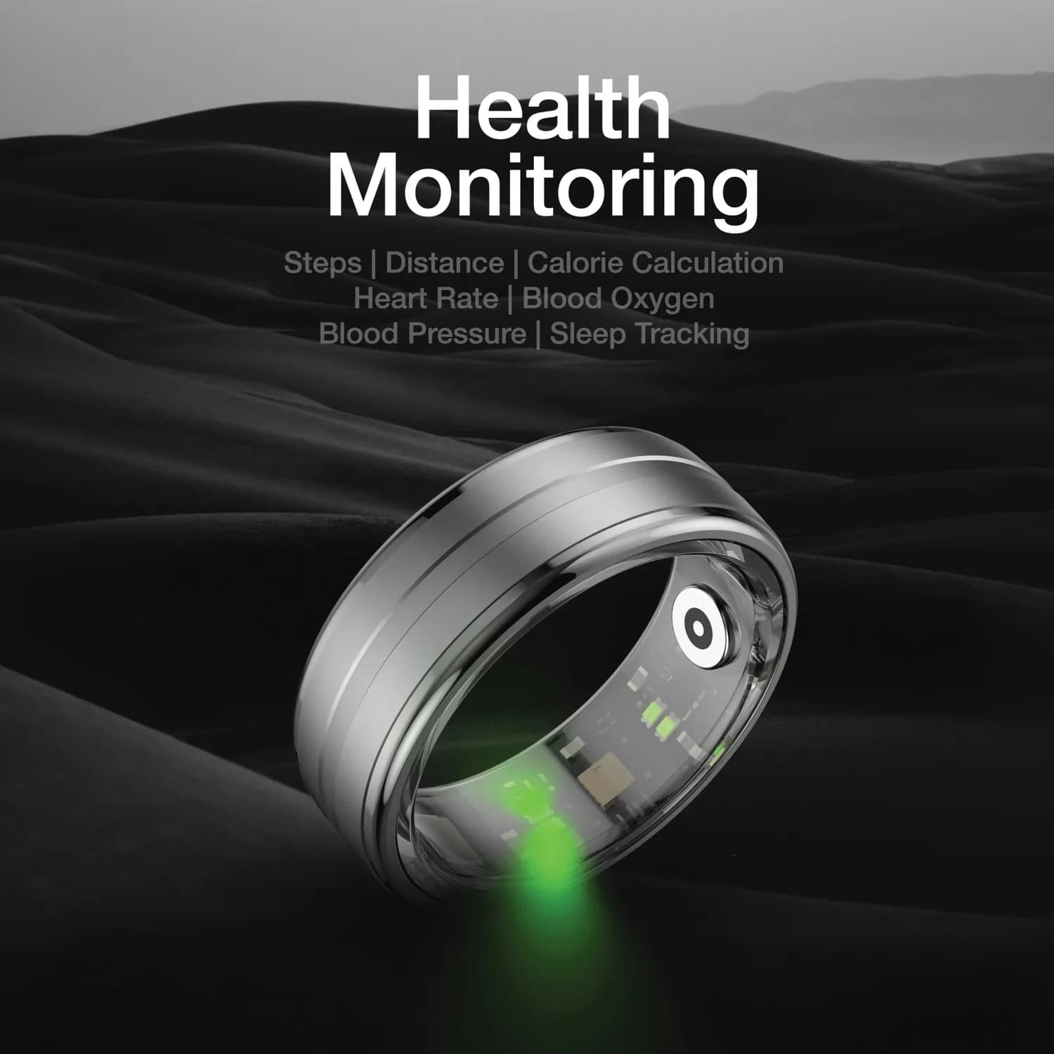 Green Lion Health Tracker Ring - Waterproof, Bluetooth V5.0, Size 9 4