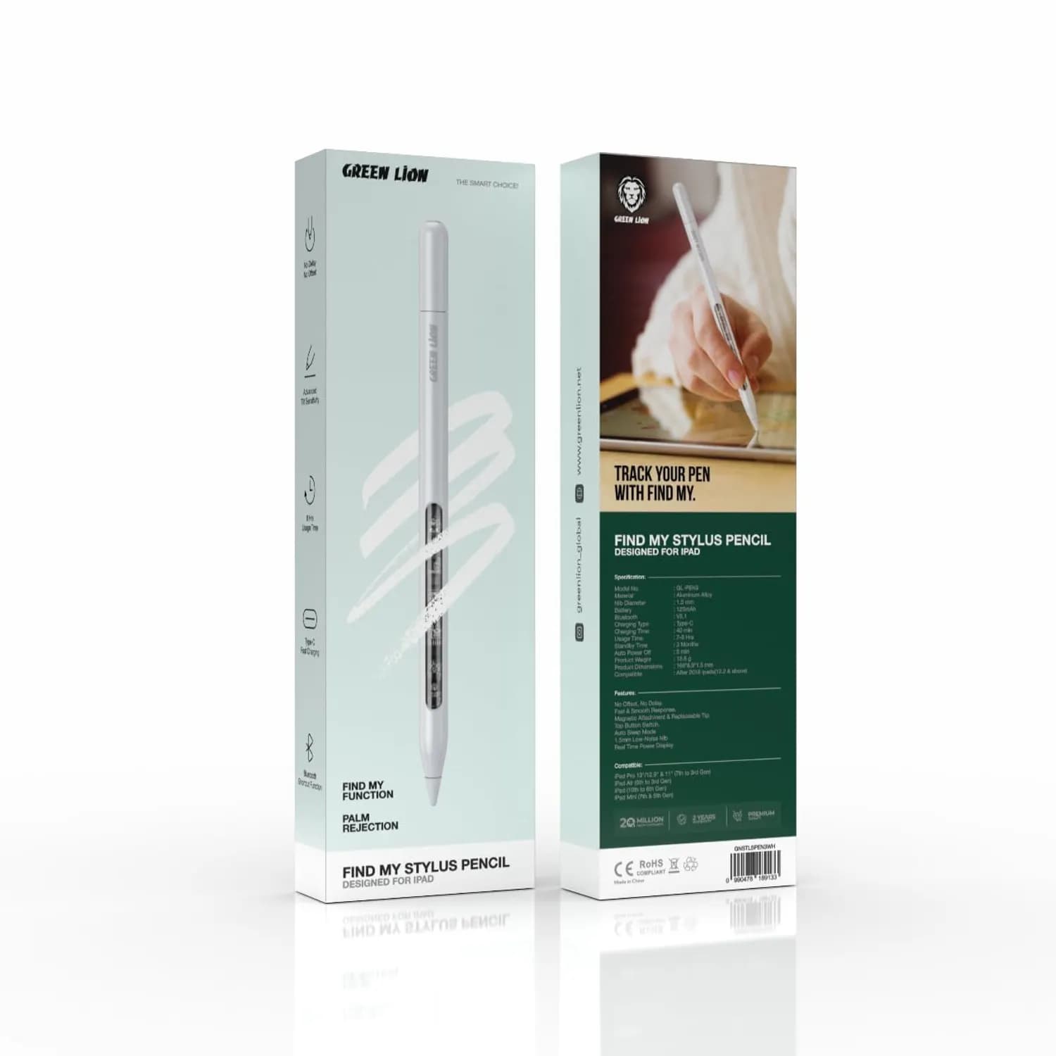 Green Lion Stylus Pencil - Find My, White 5