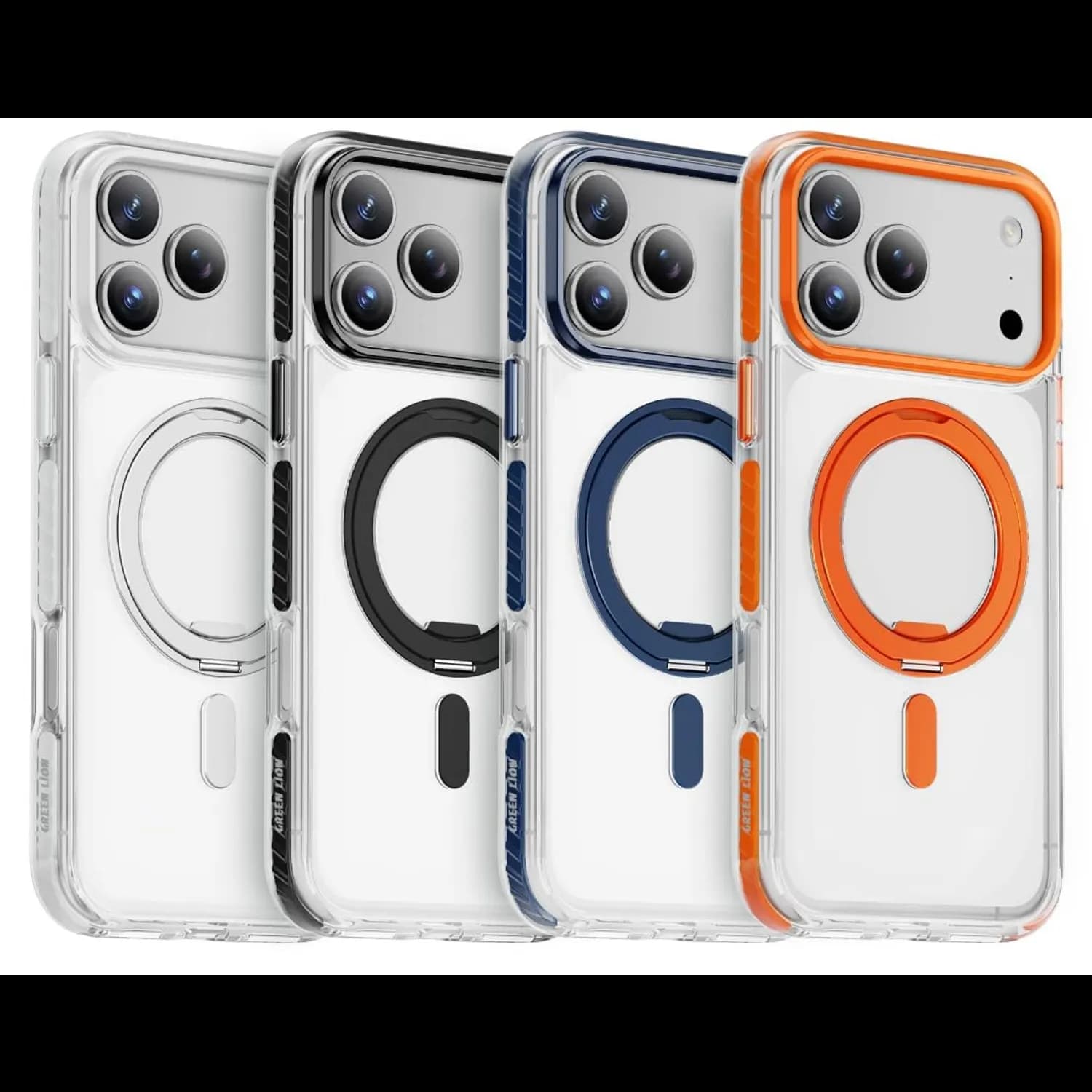 Green Lion iPhone 17 Pro Case - 360° Rotating Ring Stand, Blue 5