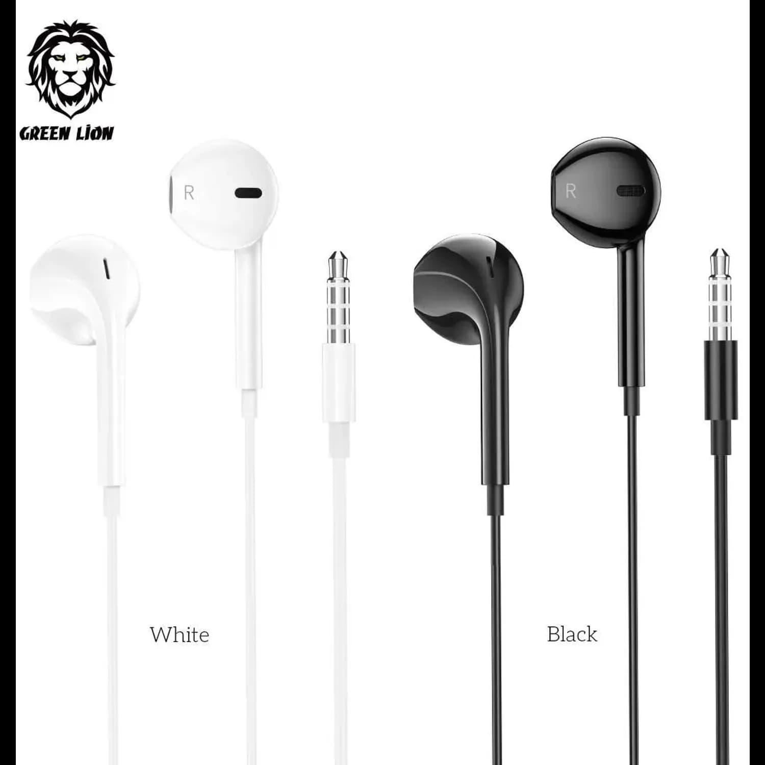 Green Lion Earphone - Stereo, Inbuilt Mic, Black 4