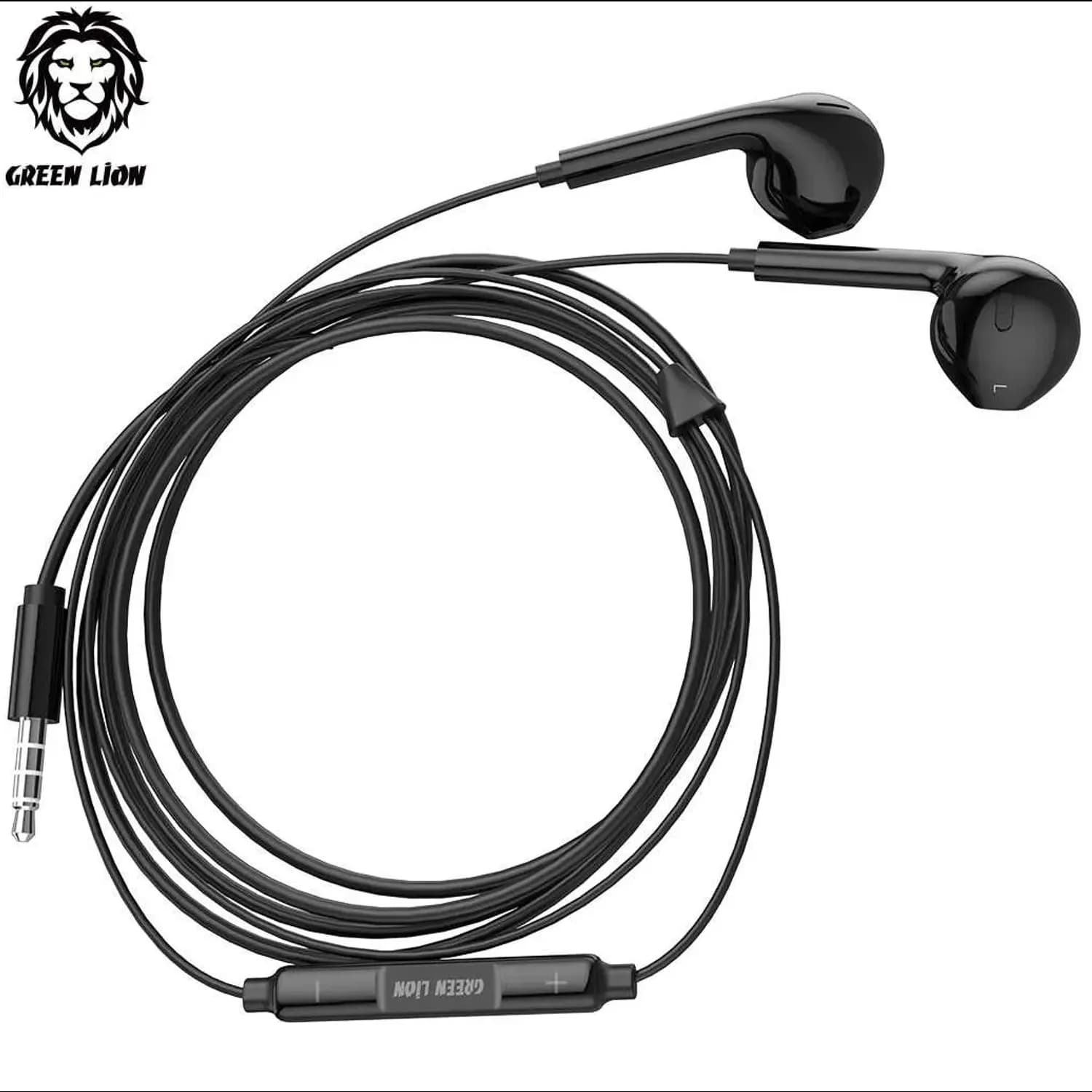 Green Lion Earphone - Stereo, Inbuilt Mic, Black 5