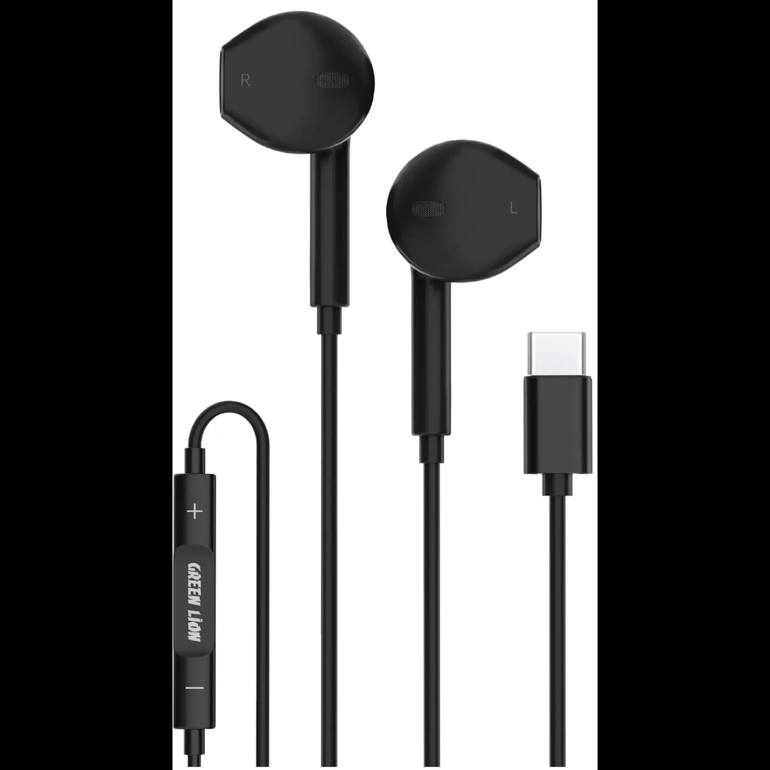 Green Lion Earphones - Wired Stereo Type-C, Black 1 Green Lion Earphones - Wired Stereo Type-C, Black 1