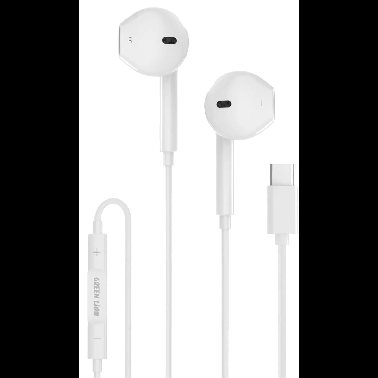 Green Lion Earphones - Wired Stereo, Type-C, White 1 Green Lion Earphones - Wired Stereo, Type-C, White 1