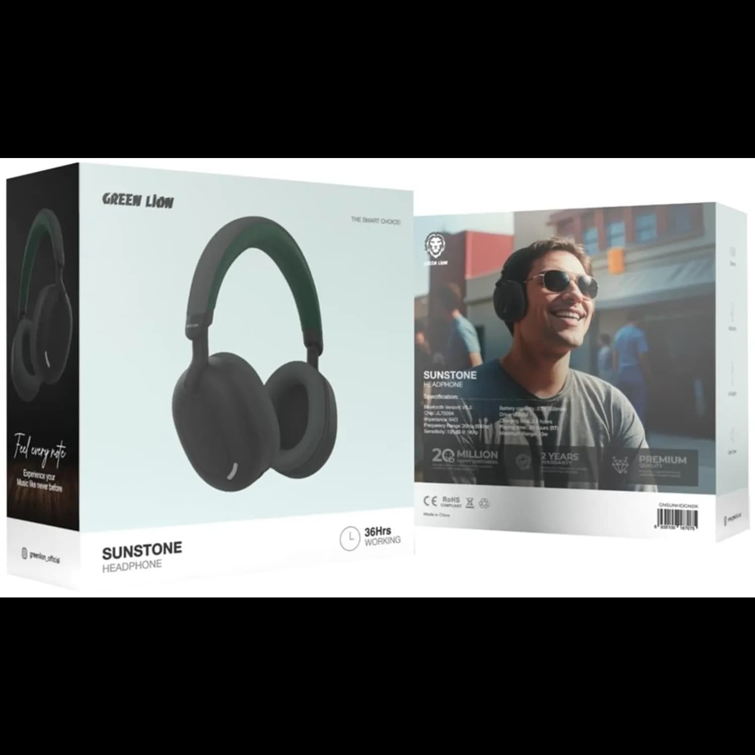 Green Lion Headphones Sunstone - Bluetooth V5.3, Black Green 4