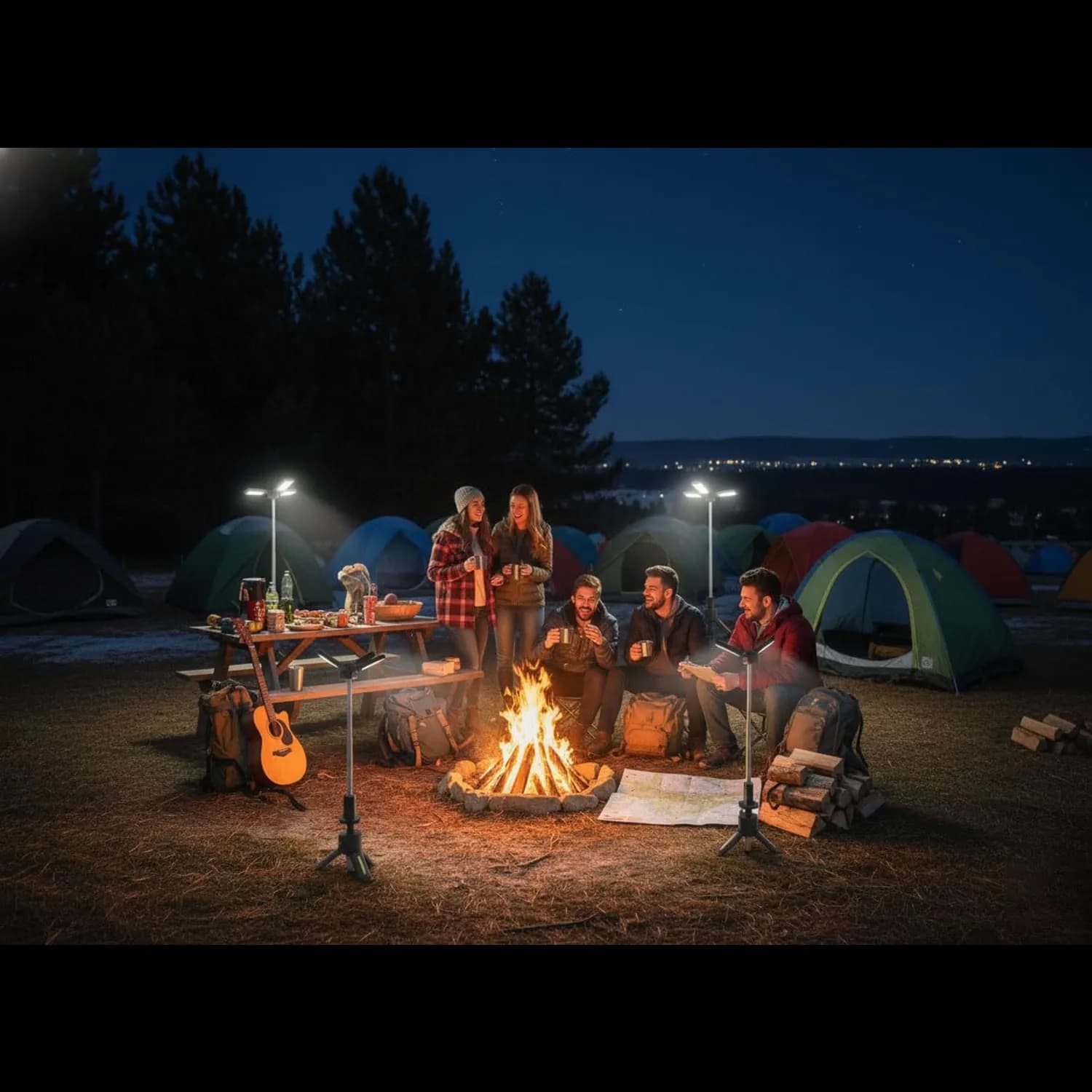 Green Lion Camping Light Trio Beam - 1000 Lumens, 10050mAh, Black + RGB 2