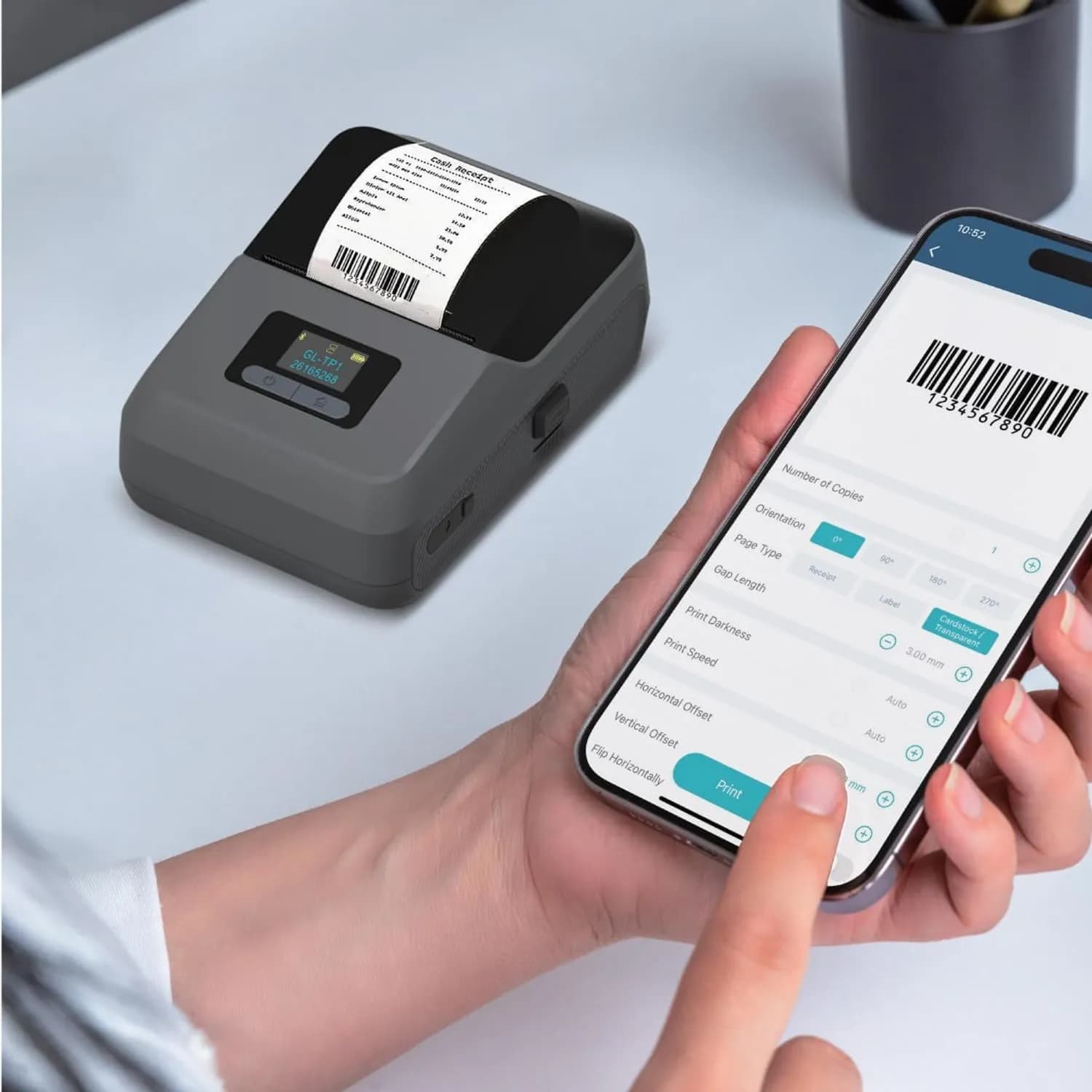Green Lion Thermal Printer - Bluetooth & Type-C, Grey 3