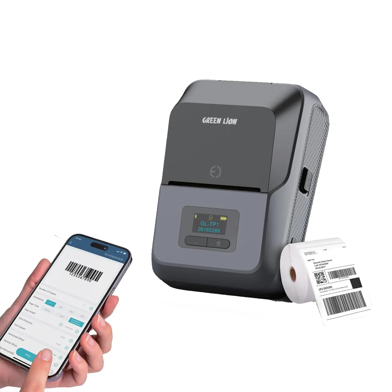 Green Lion Thermal Printer - Bluetooth & Type-C, Grey 1 Green Lion Thermal Printer - Bluetooth & Type-C, Grey 1