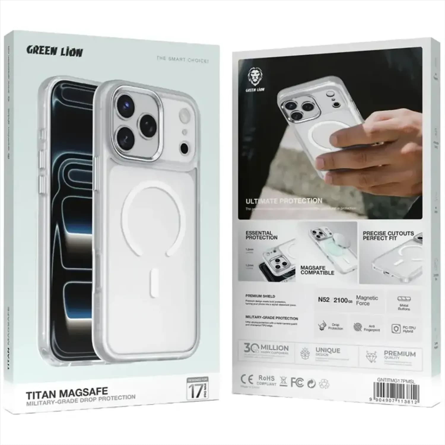 Green Lion MagSafe Case iPhone 17 Pro Max - Titan Silver 3