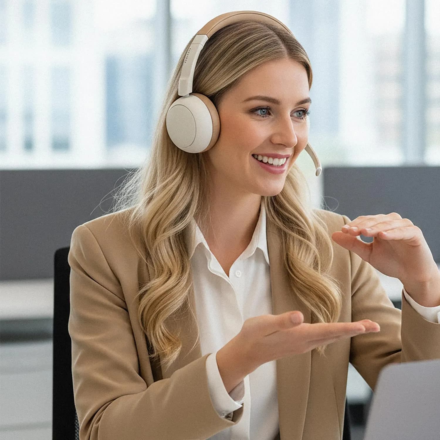 Green Lion Headphones Talk Pro - ANC & ENC, Beige 4